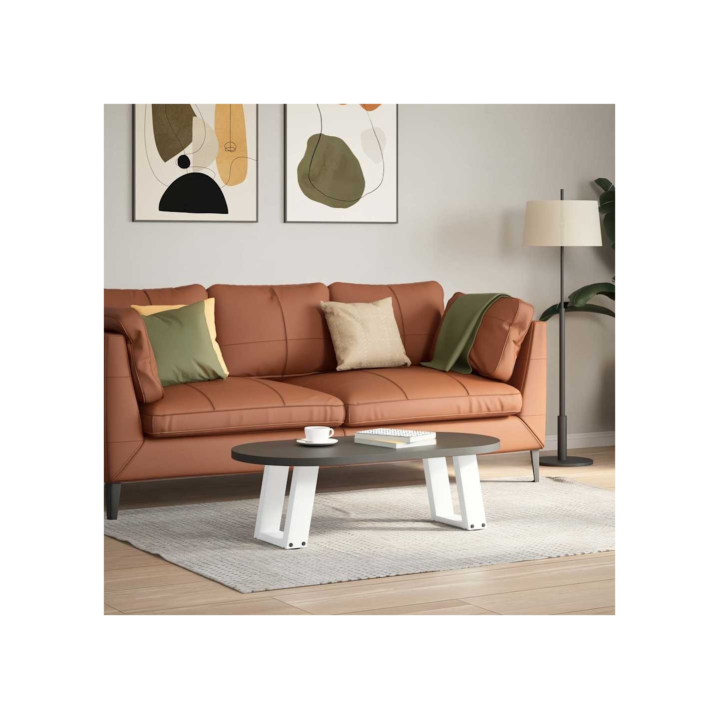 Pieds de table basse en U 2 pièces Blanc 30 x (30-31) cm Acier