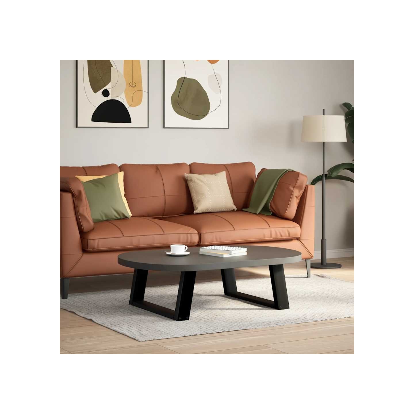 Pieds de table basse en U, 2 pièces, noir, 70 x (30-31) cm, acier