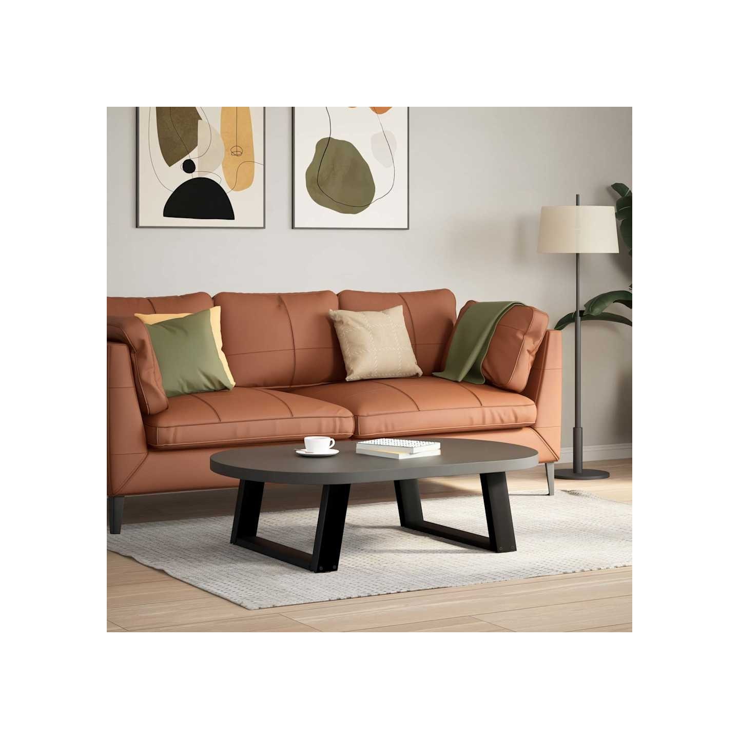 Pieds de table basse en U, 2 pièces, noir, 60 x (30-31) cm, acier