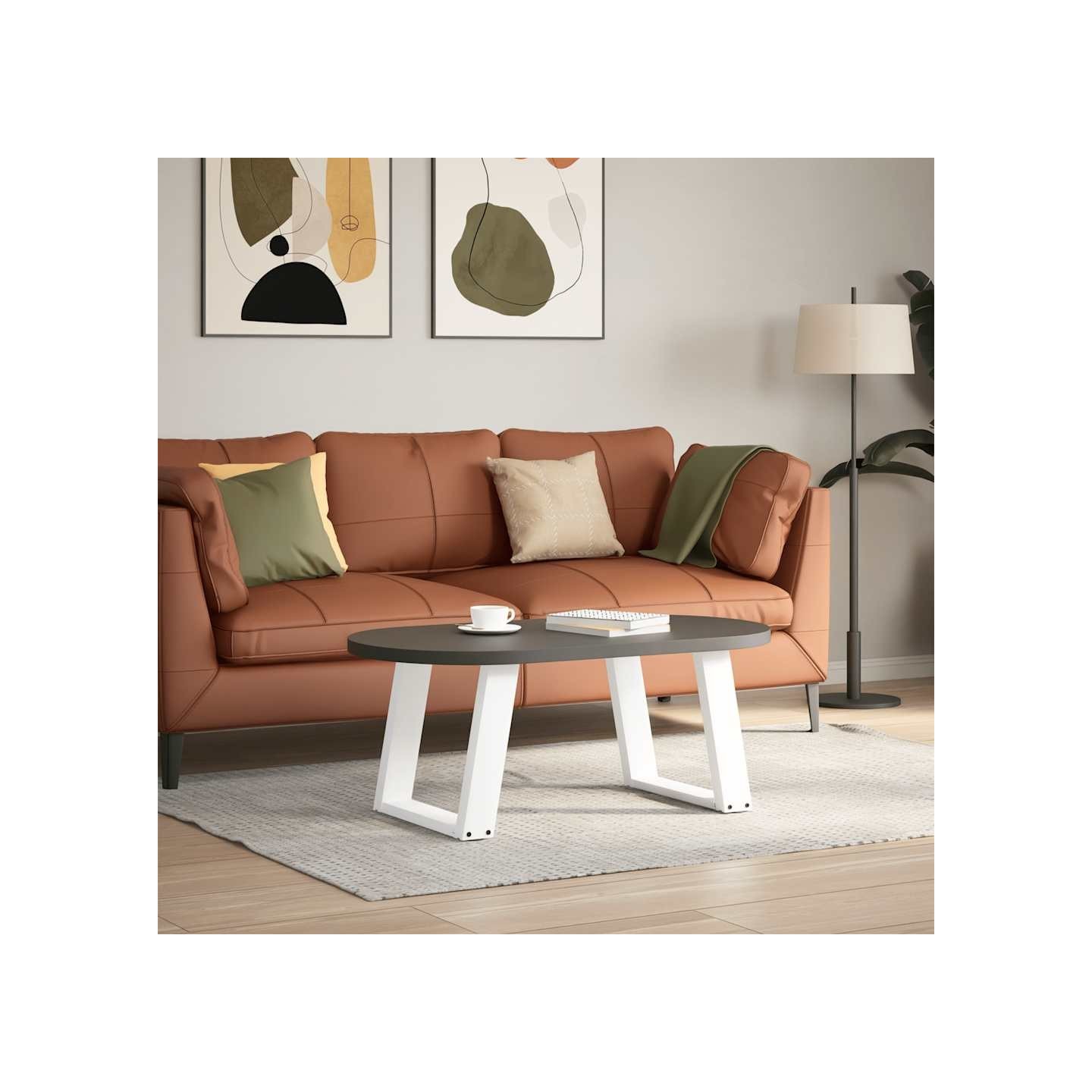 Pieds de table basse en U, 2 pièces, blanc, 50 x (42-43) cm, acier