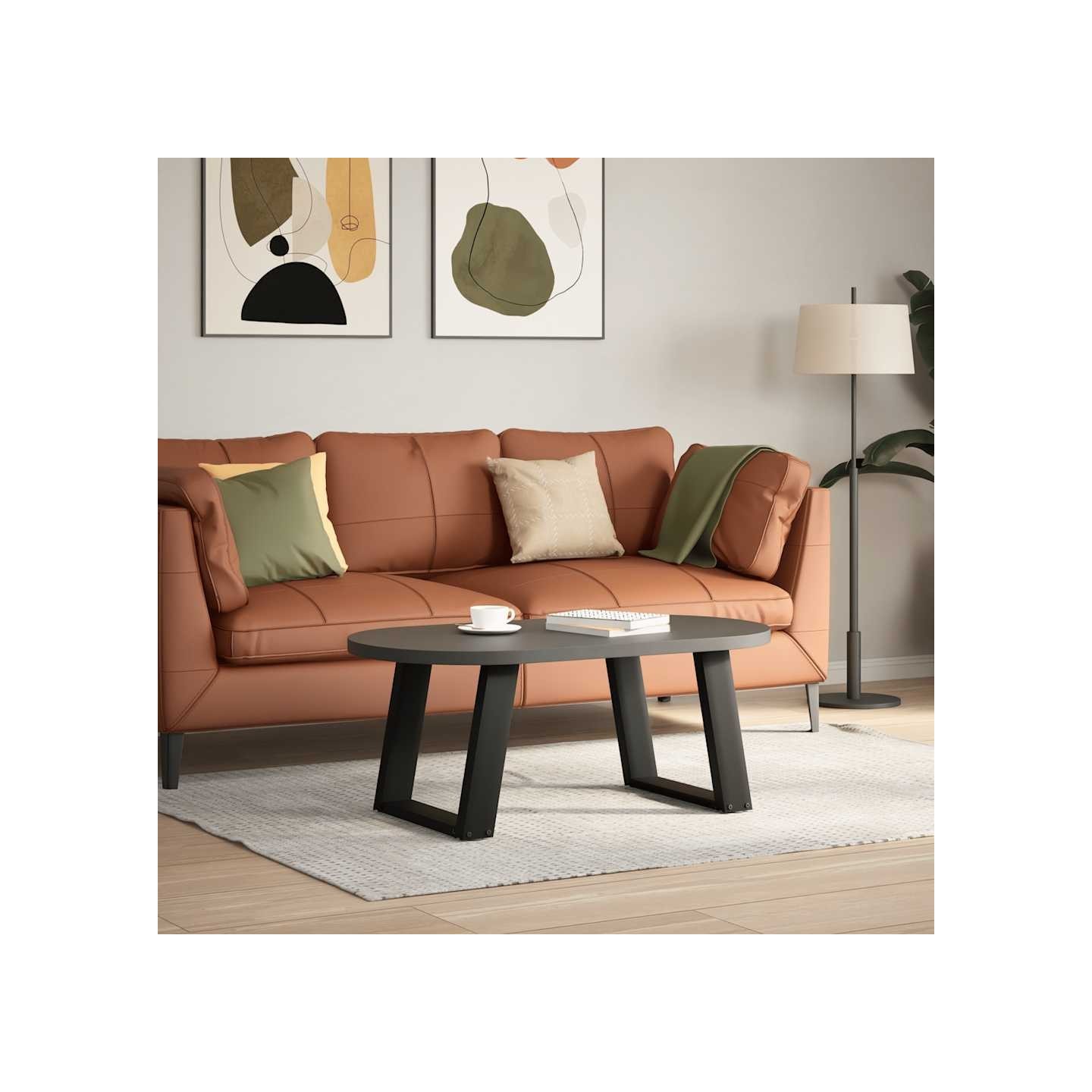 Pieds de table basse en U, 2 pièces, noir, 50 x (42-43) cm, acier