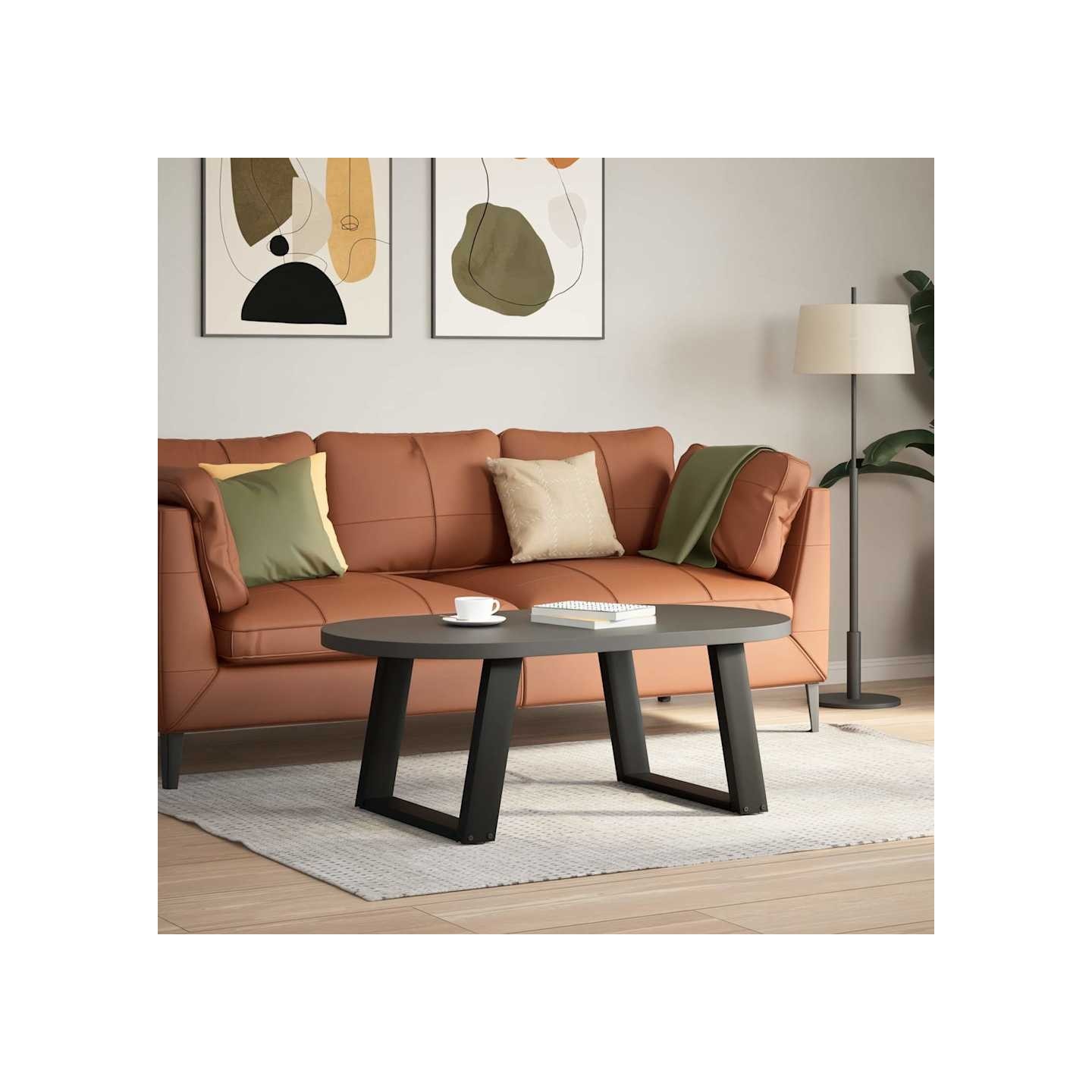 Pieds de table basse en U 2 pièces Noir 70 x (42-43) cm Acier