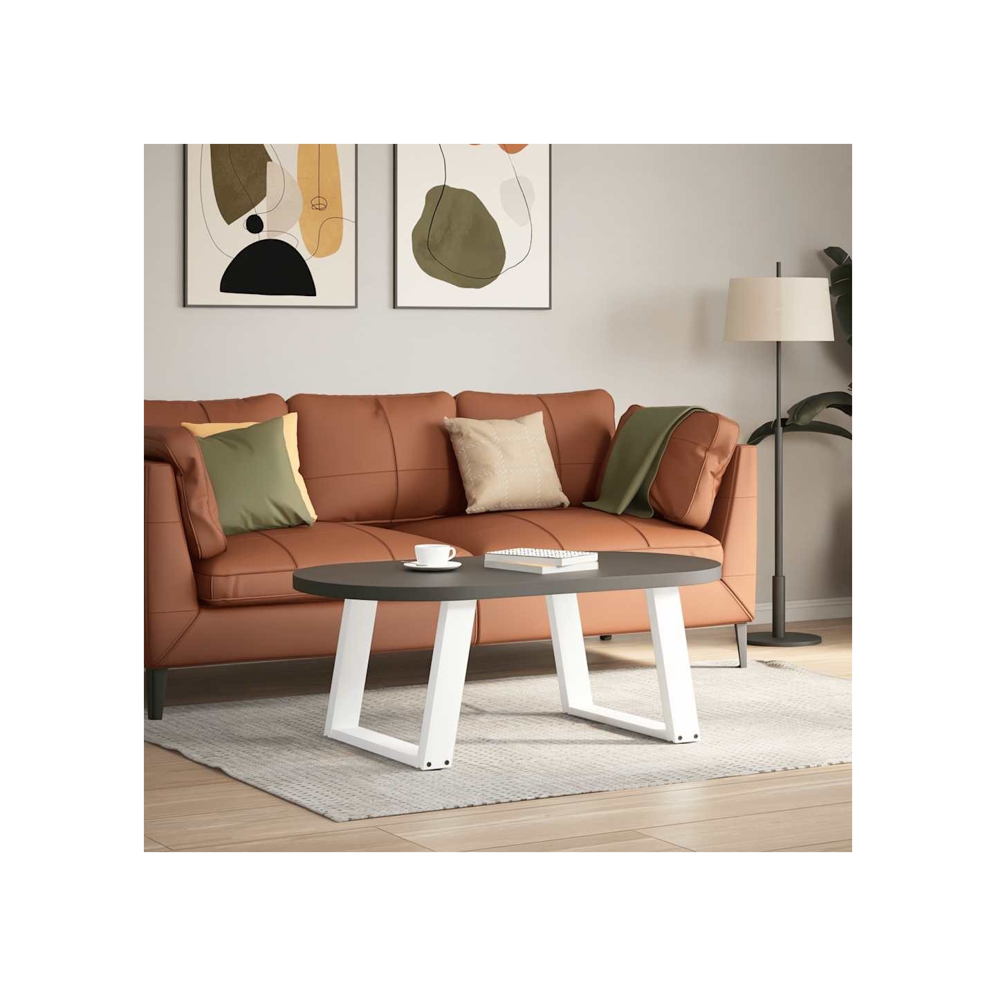 Pieds de table basse en U, 2 pièces, blanc, 70 x (42-43) cm, acier