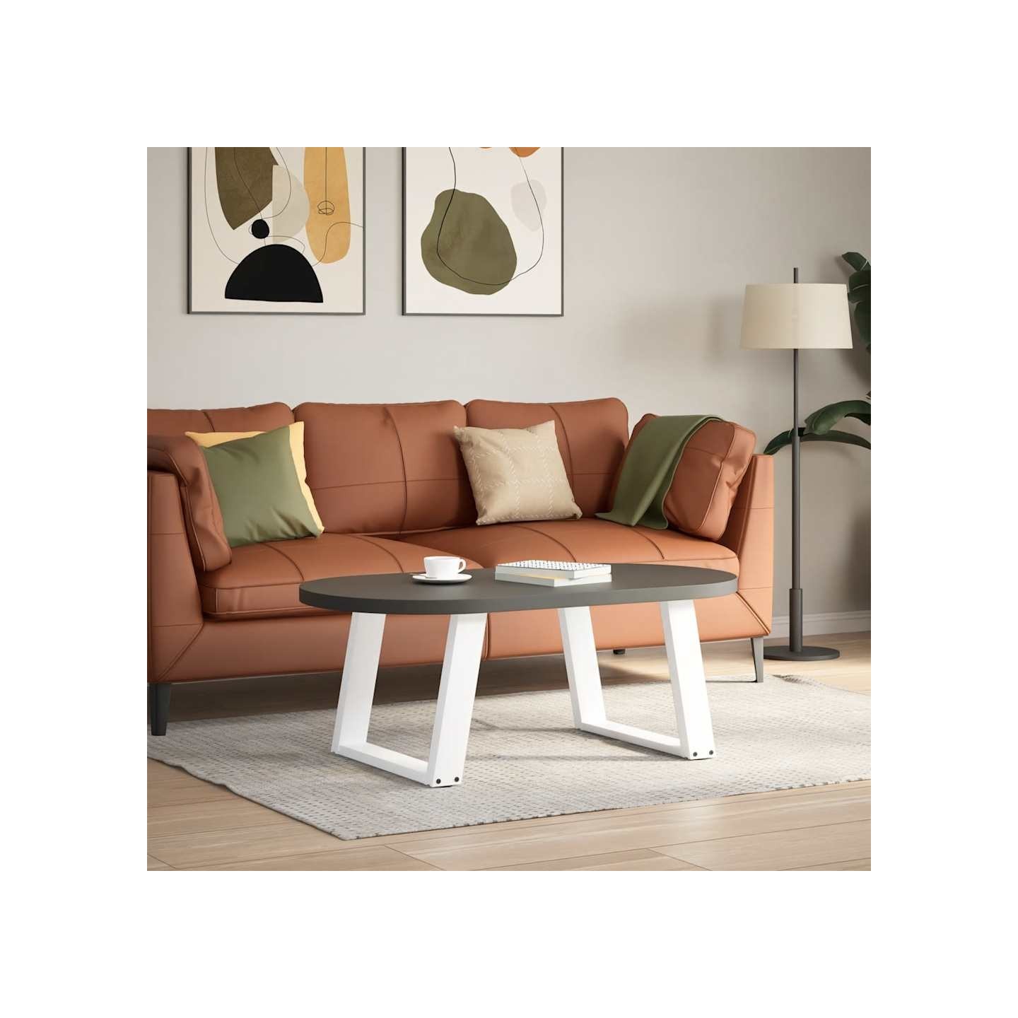 Pieds de table basse en U 2 pièces Blanc 60 x (42-43) cm Acier
