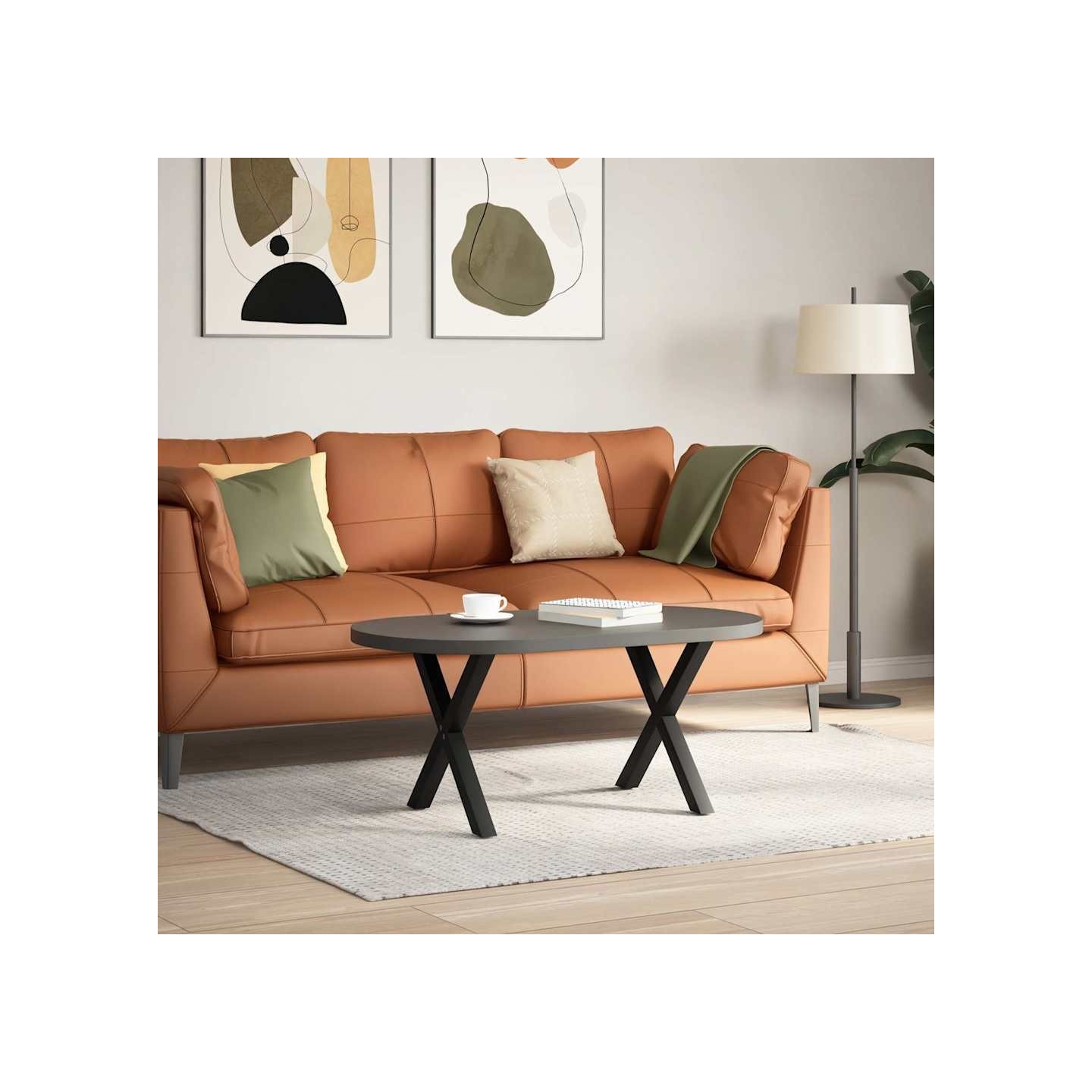Pieds de table basse en forme de X, 2 pièces, noir, 60 x (42-43) cm, acier