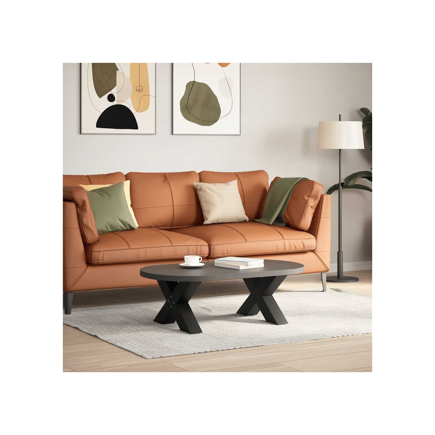 Pieds de table basse en forme de X 2 pièces noir 60x(30-31) cm