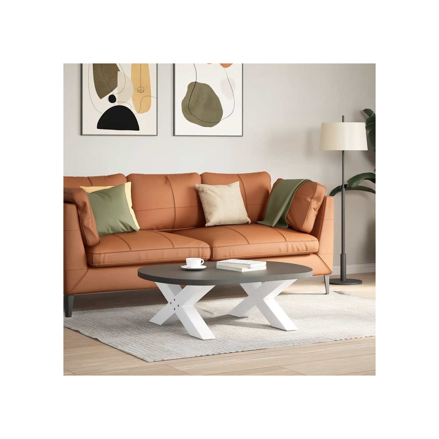 Pieds de table basse en forme de X 2 pièces blanc 70x(30-31) cm