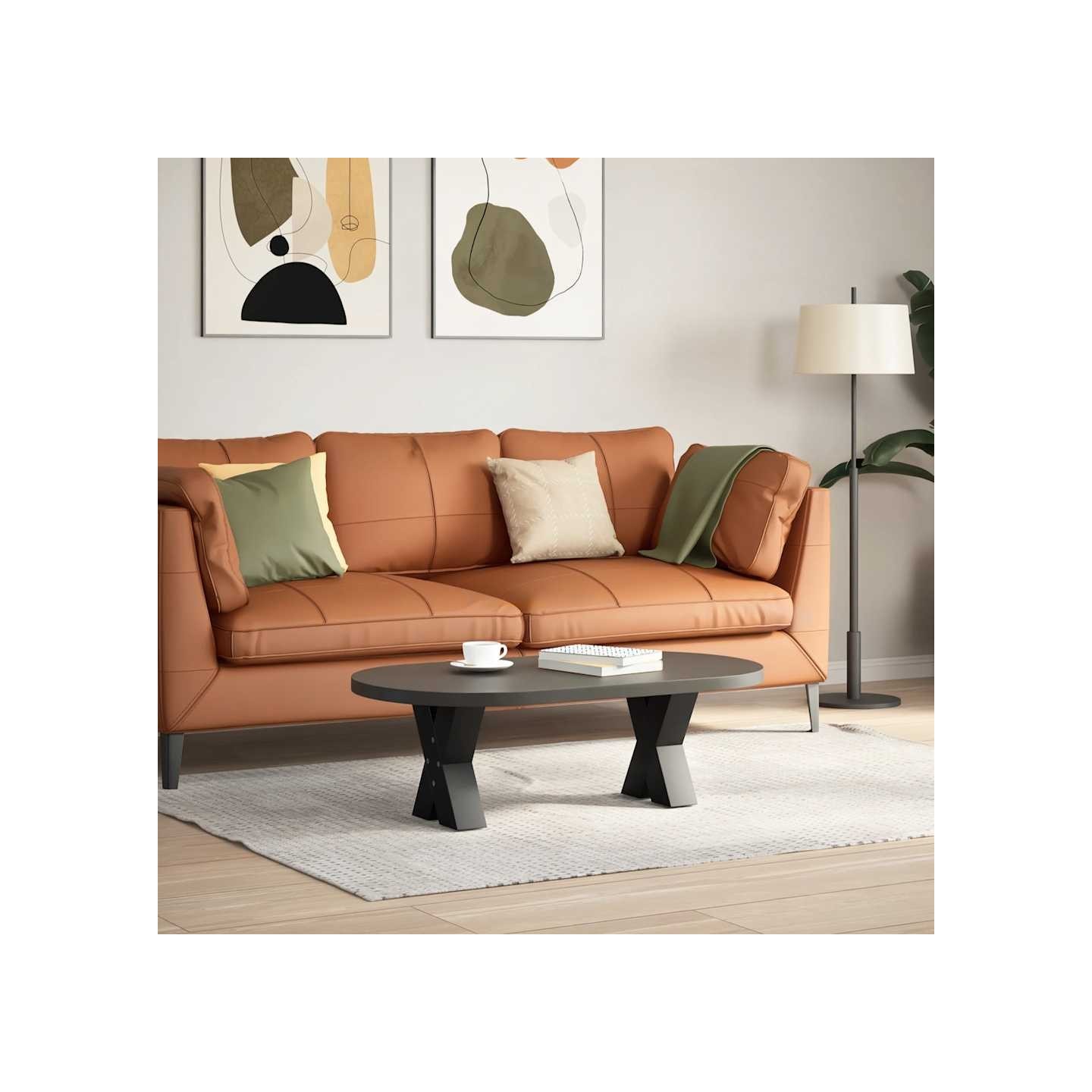 Pieds de table basse en forme de X 2 pièces noir 40x(30-31) cm
