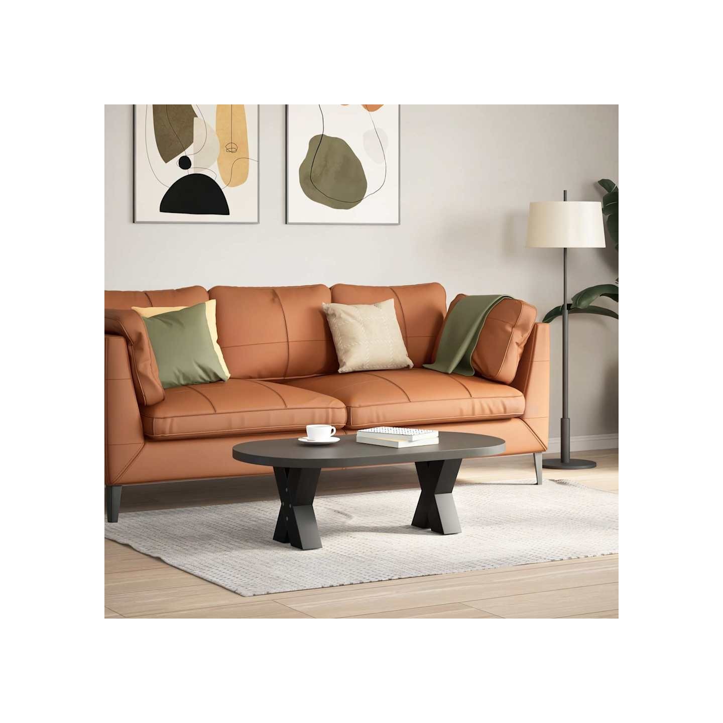 Pieds de table basse en forme de X 2 pièces noir 30x(30-31) cm