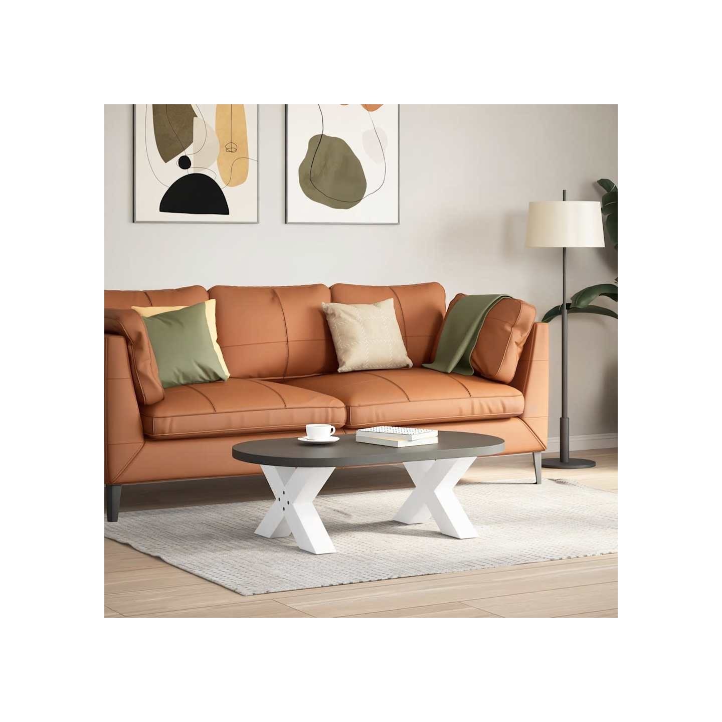 Pieds de table basse en forme de X 2 pièces blanc 50x(30-31) cm
