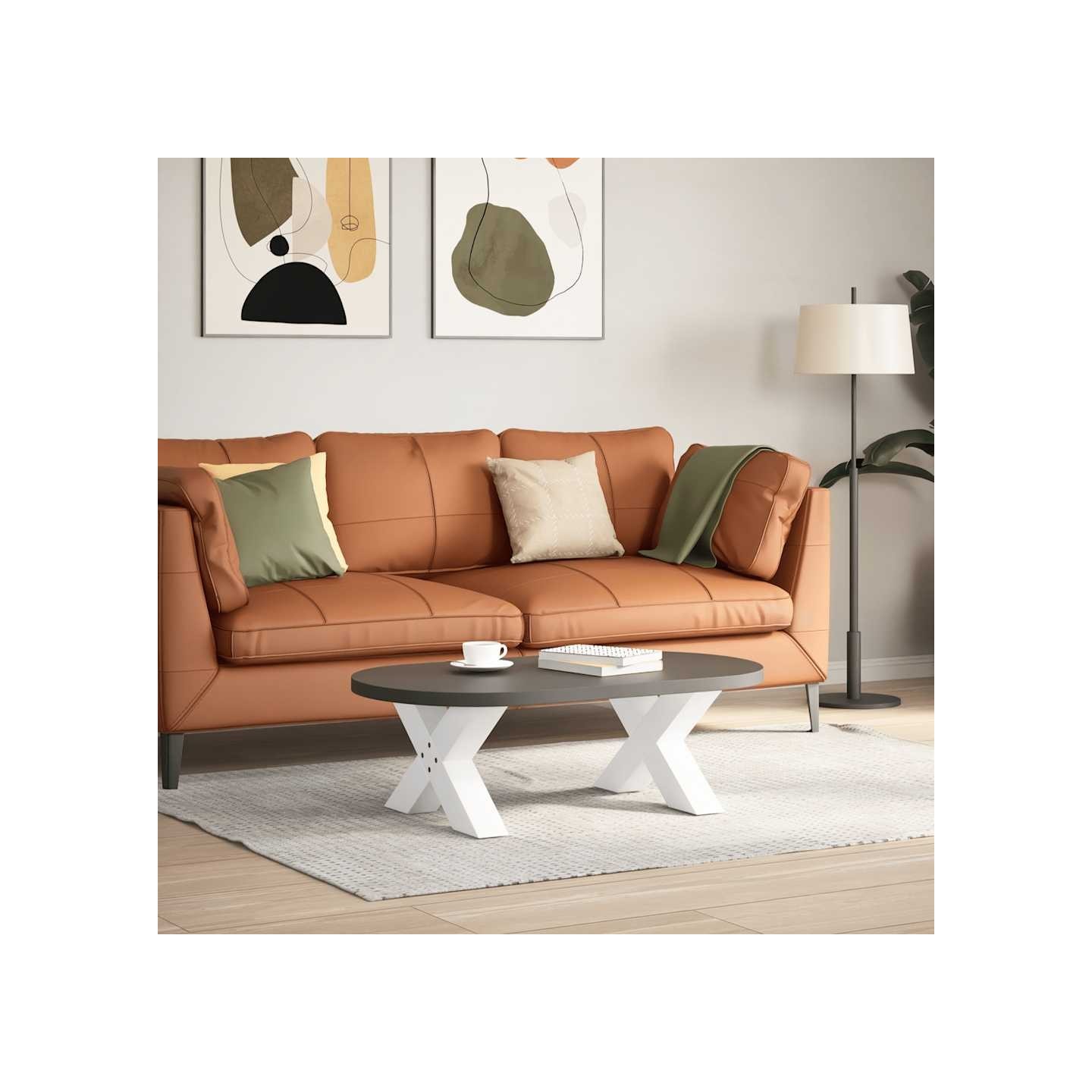 Pieds de table basse en forme de X 2 pièces blanc 60x(30-31) cm