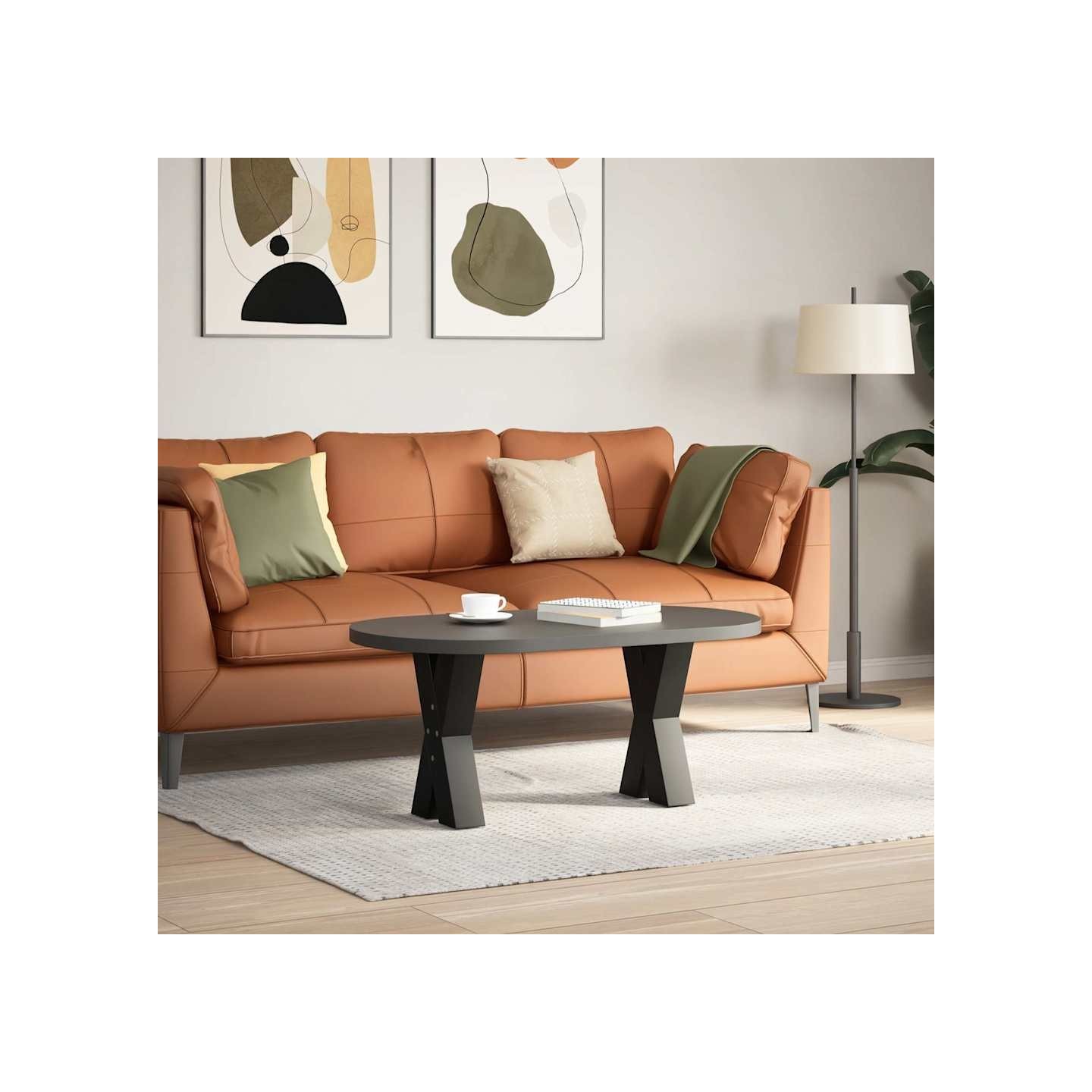 Pieds de table basse en forme de X 2 pièces noir 28x(42-43) cm
