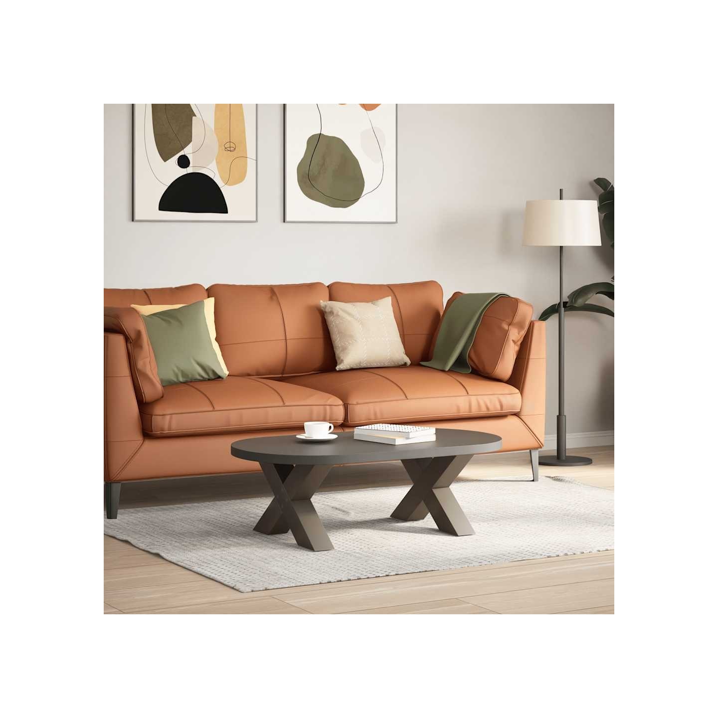 Pieds de table basse en forme de X 2 pcs naturel 60x(30-31) cm