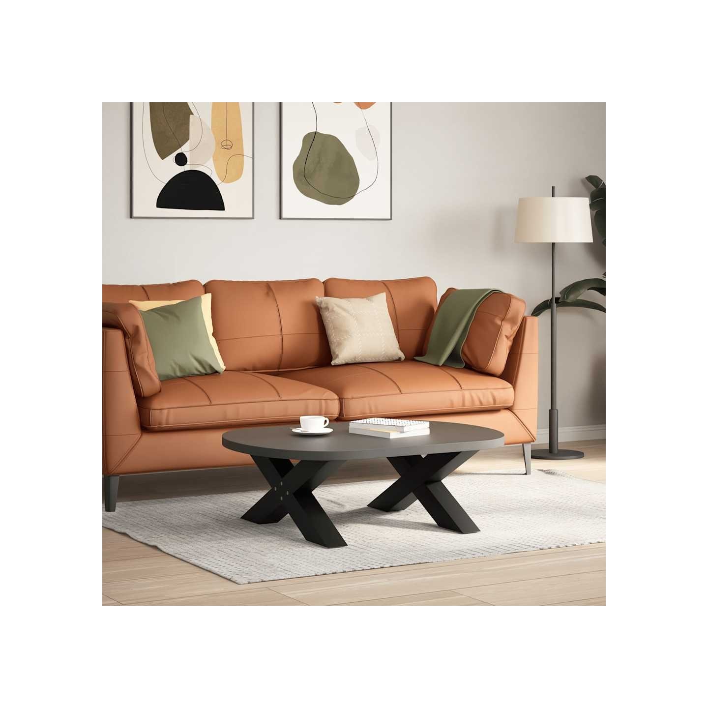Pieds de table basse en forme de X 2 pièces noir 70x(30-31) cm