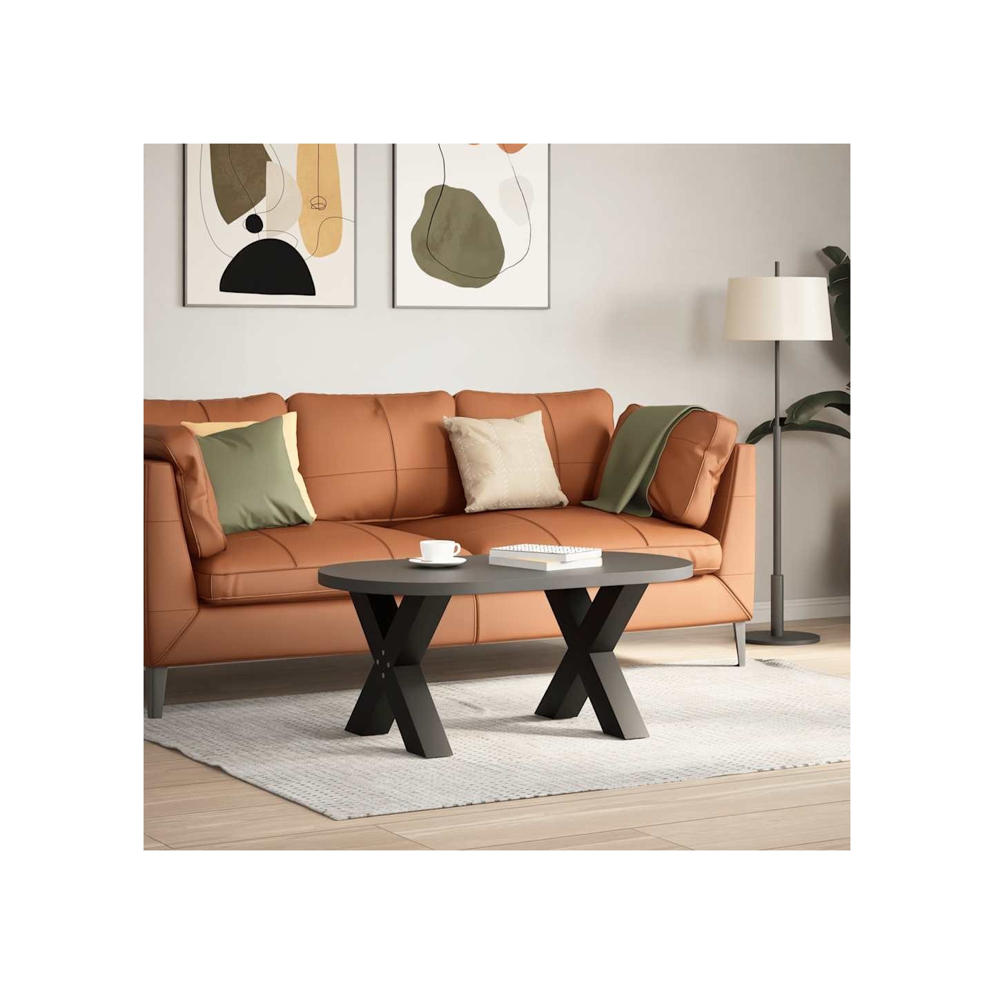 Pieds de table basse en forme de X 2 pièces noir 50x(42-43) cm