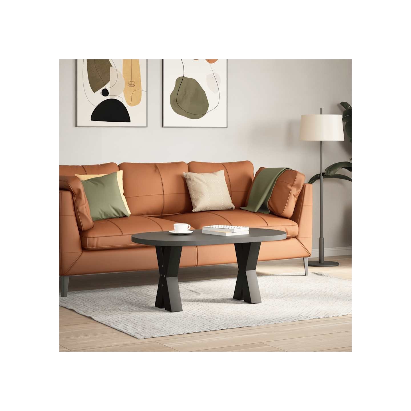 Pieds de table basse en forme de X 2 pièces noir 38x(42-43) cm