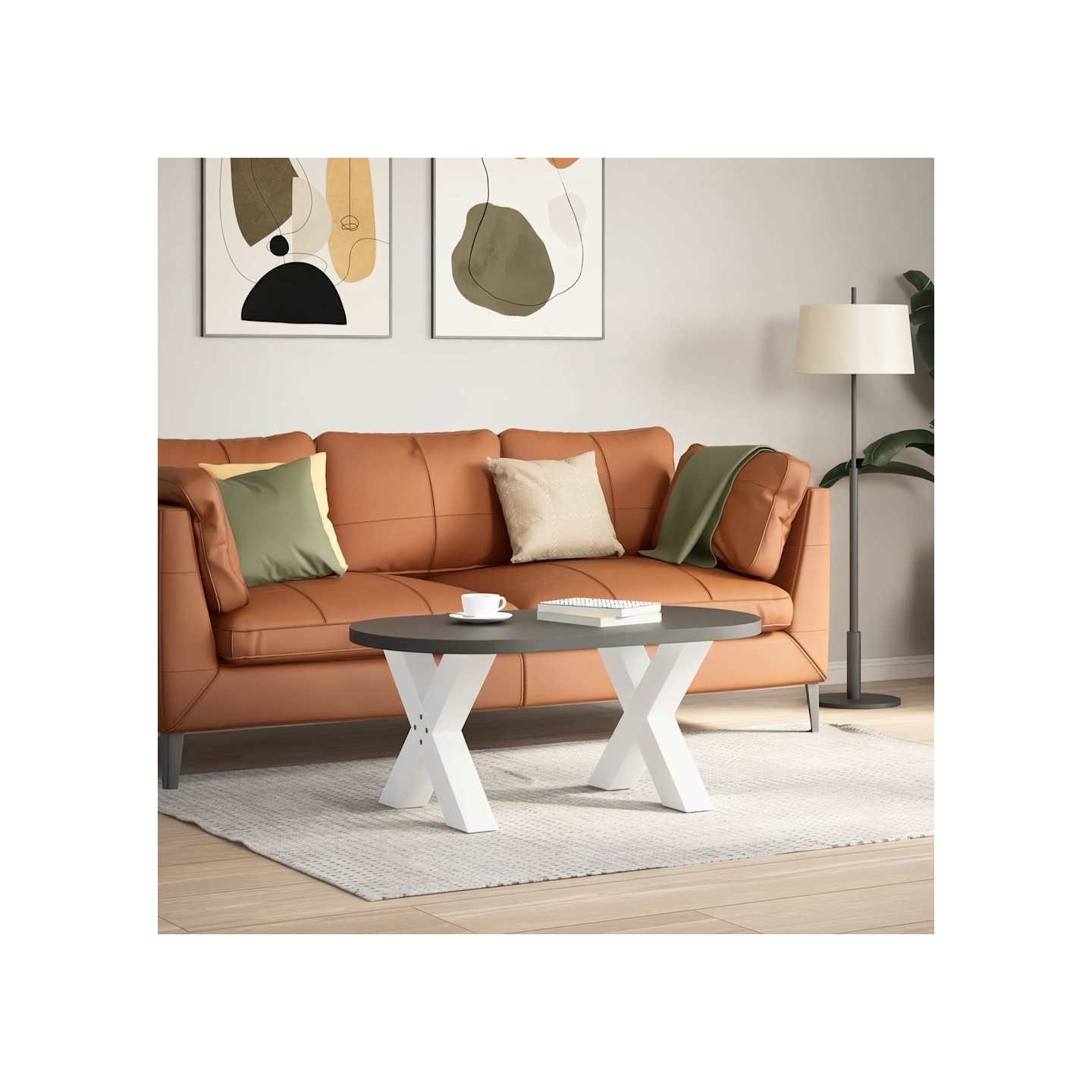 Pieds de table basse en forme de X 2 pièces blanc 50x(42-43) cm