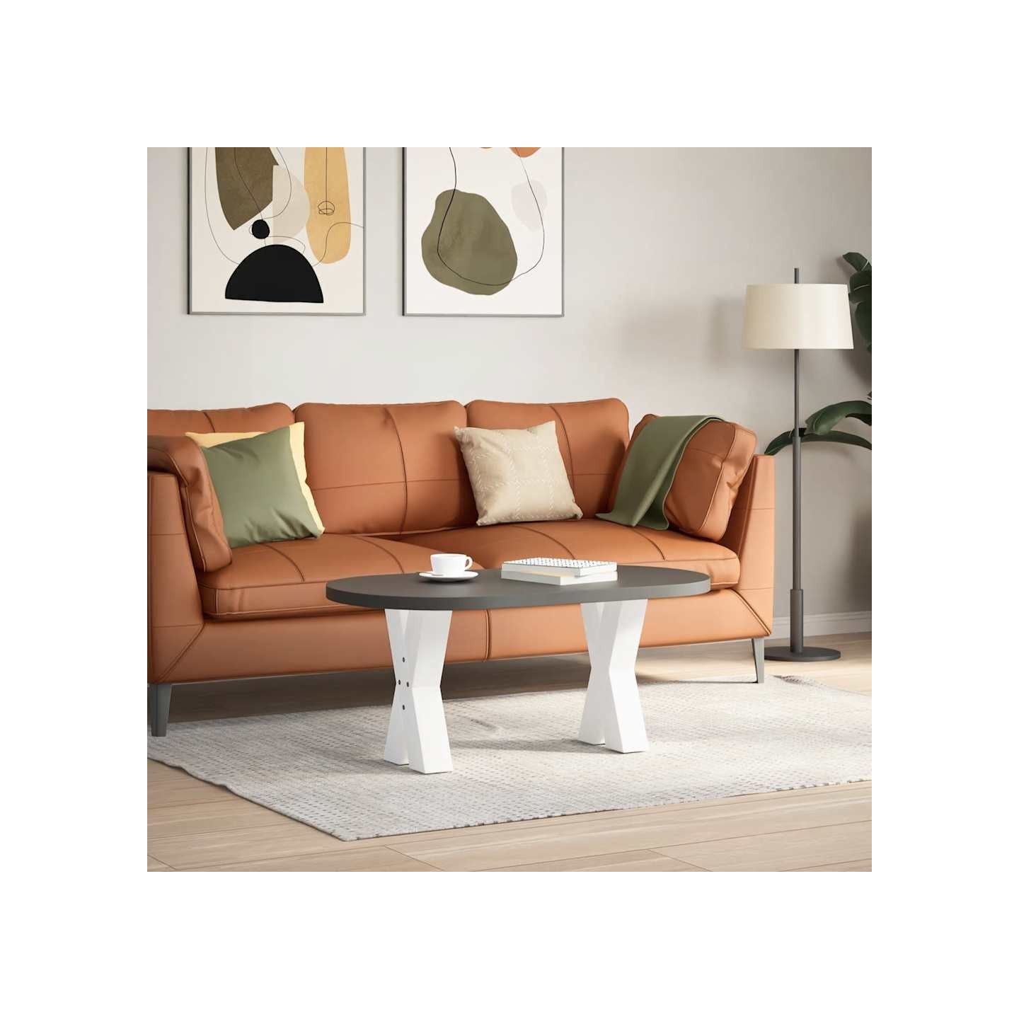 Pieds de table basse en forme de X 2 pièces blanc 38x(42-43) cm