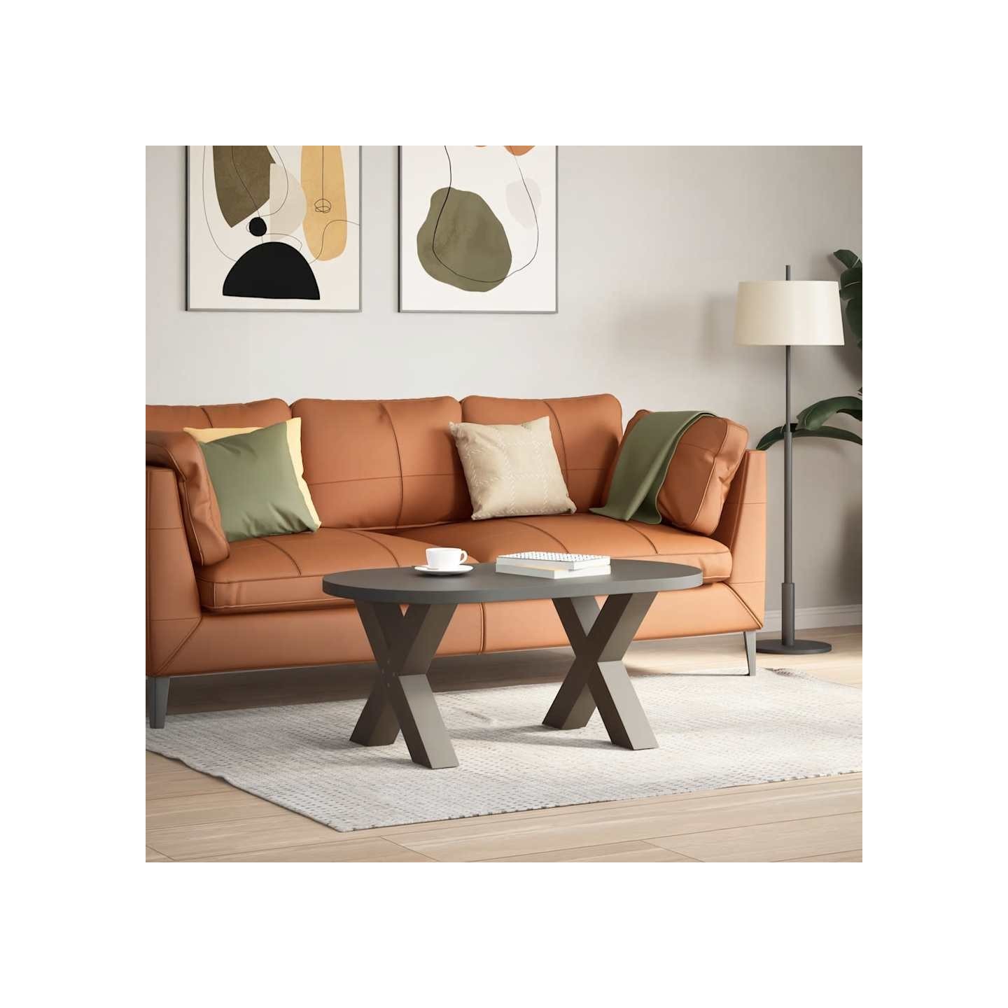 Pieds de table basse en forme de X 2 pcs naturel 50x(42-43) cm