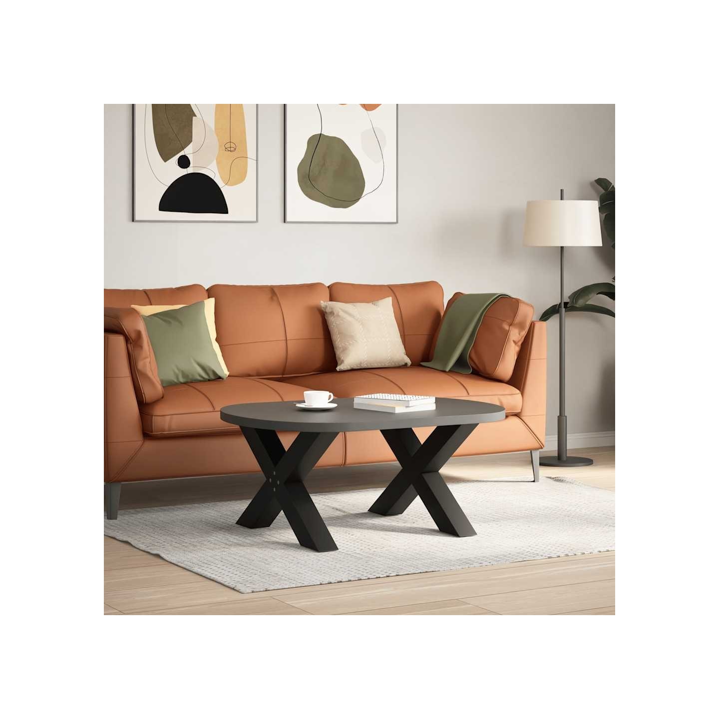 Pieds de table basse en forme de X 2 pièces noir 70x(42-43) cm