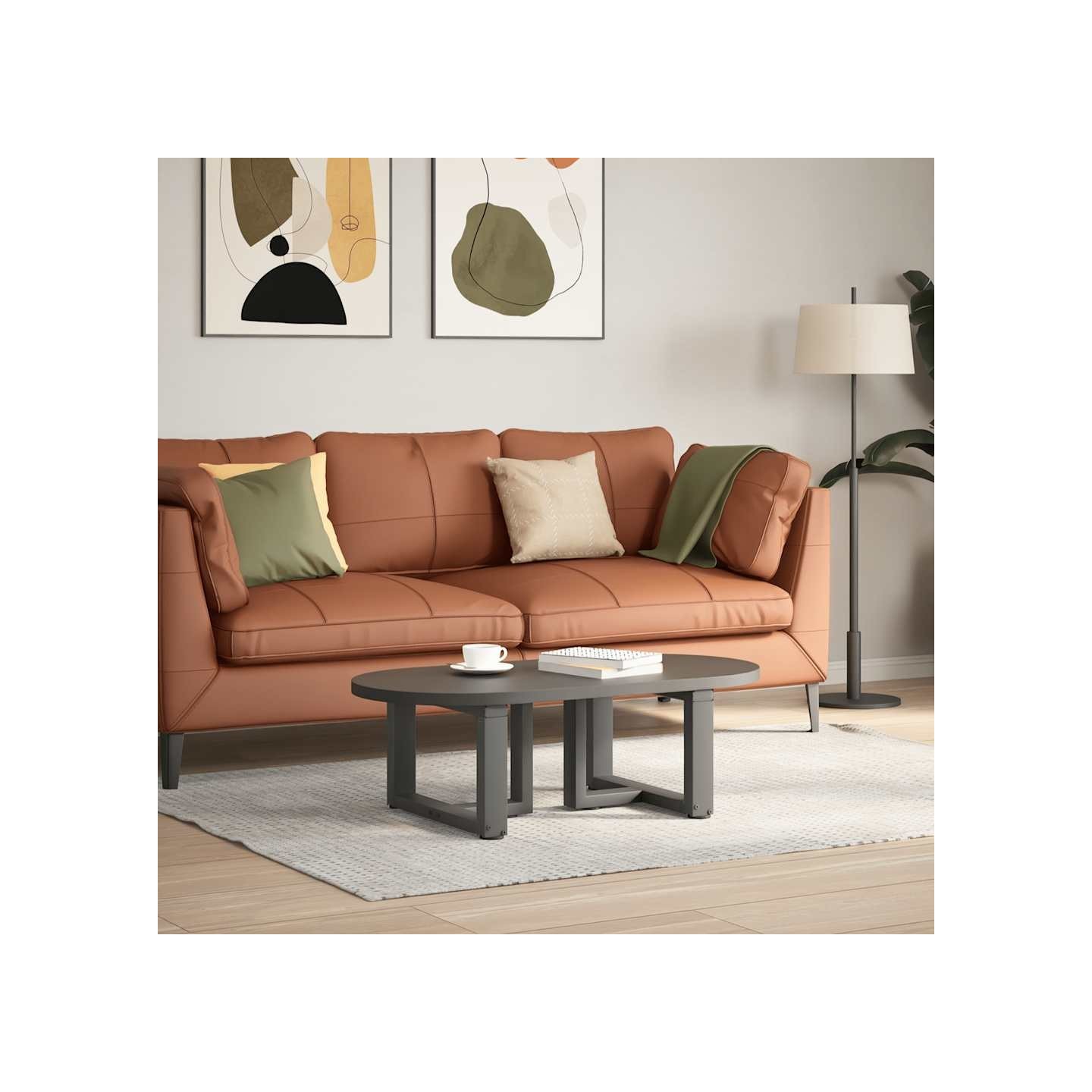 Pieds de table basse en T 2 pièces anthracite 50x25x(30-31) cm