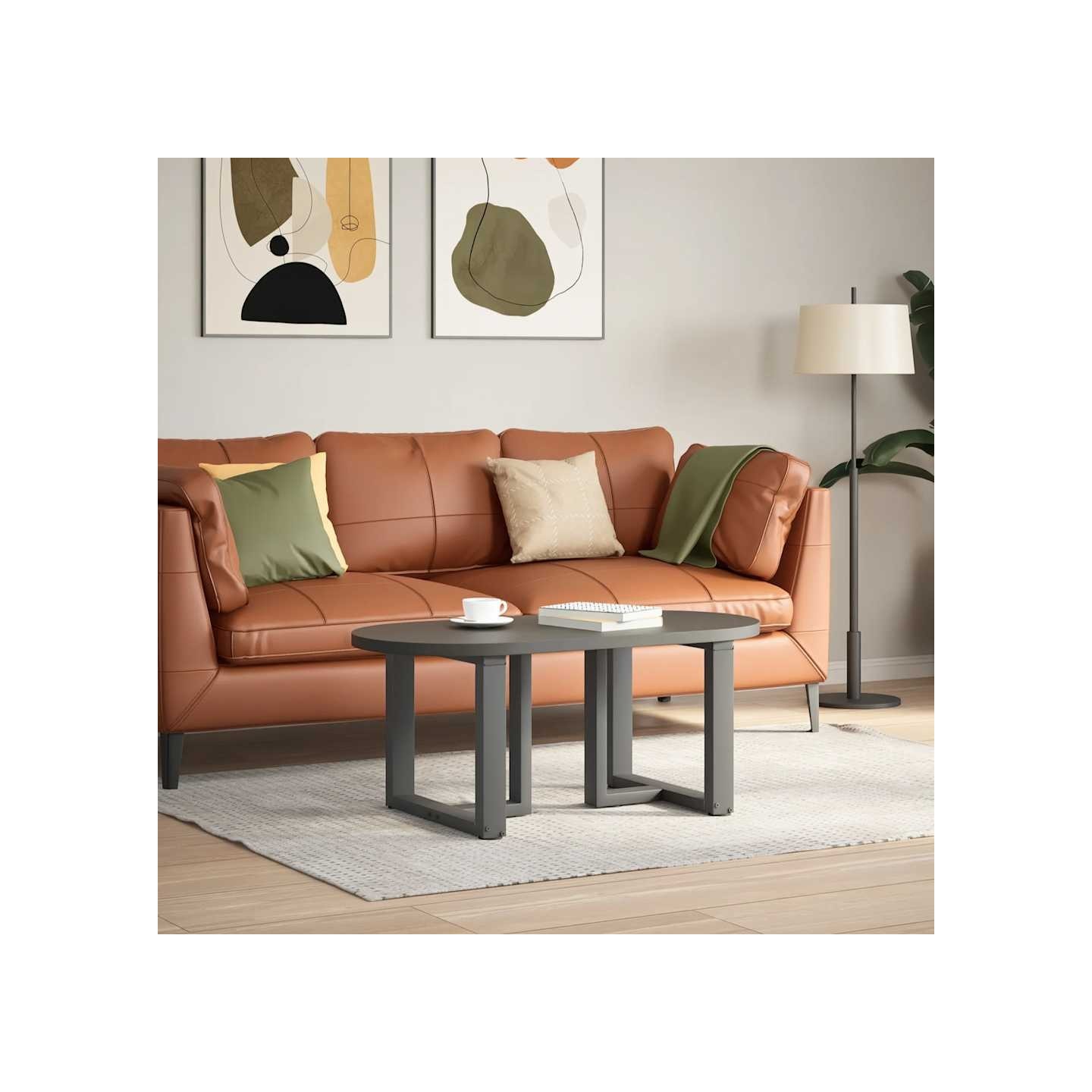 Pieds de table basse en T 2 pièces anthracite 50x25x(42-43) cm