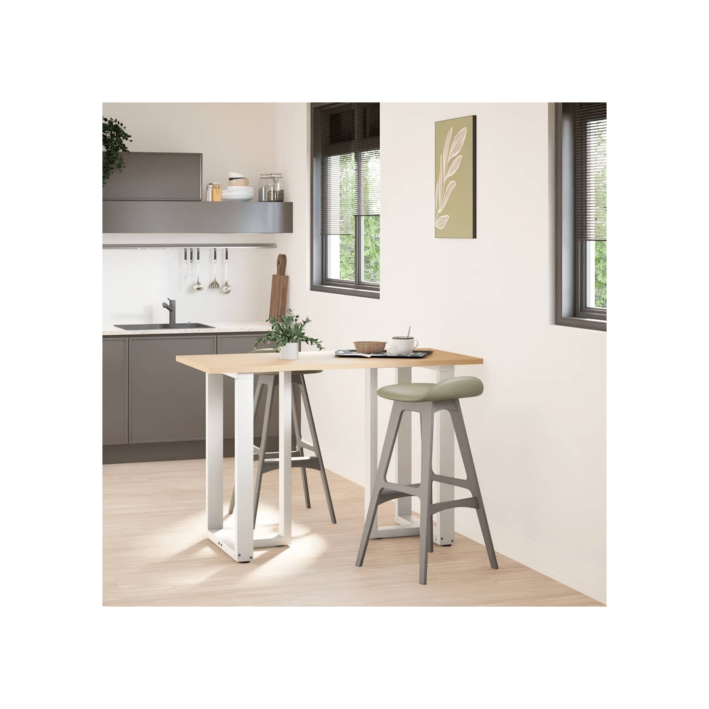 Pieds de table de bar en T 2 pièces blanc 60x35x(90-91) cm