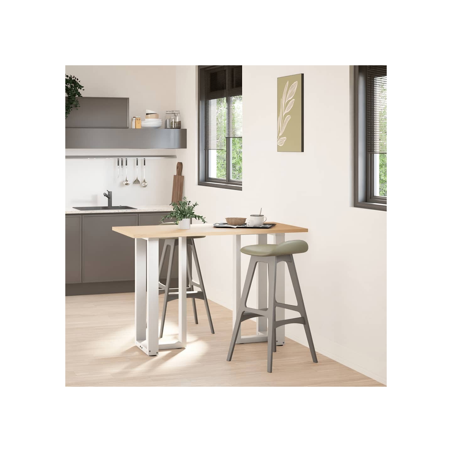 Pieds de table de bar en T 2 pièces blanc 50x35x(90-91) cm