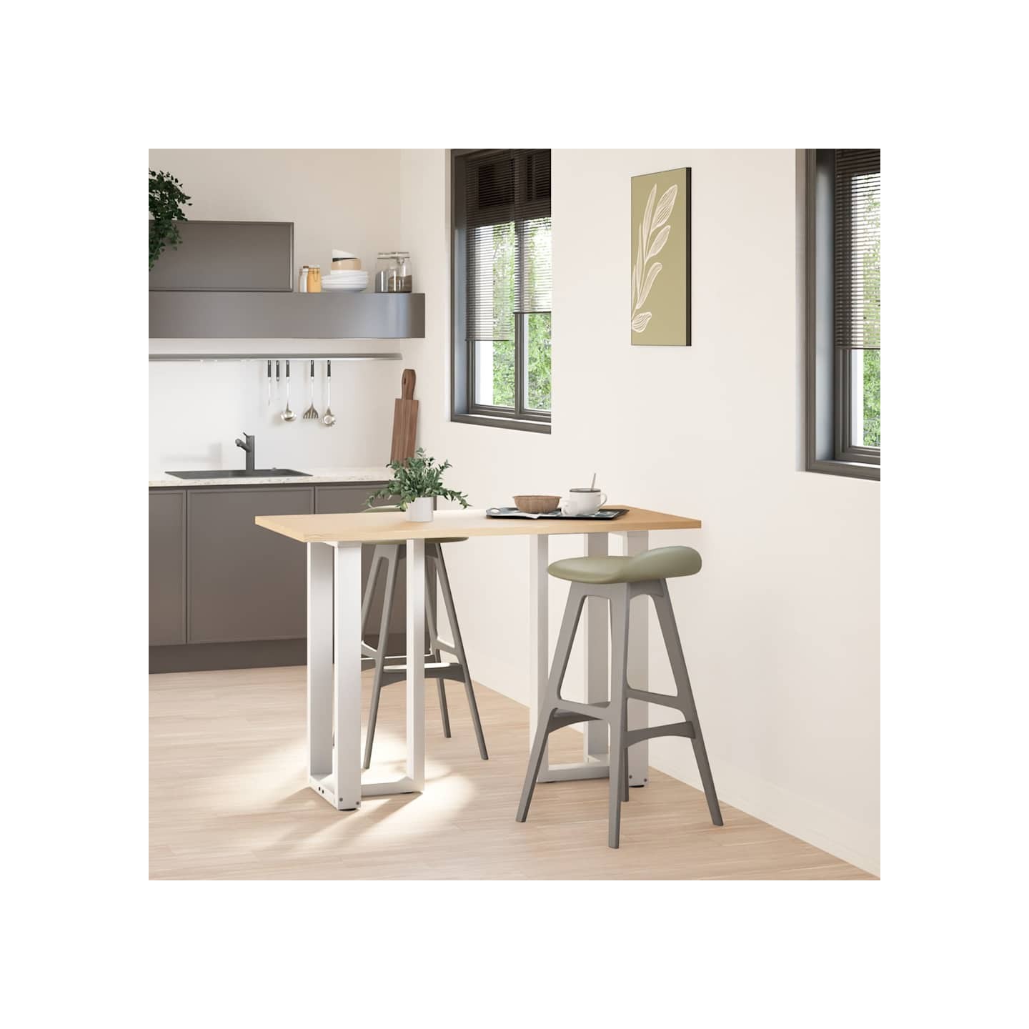 Pieds de table de bar en T 2 pièces blanc 40x35x(90-91) cm