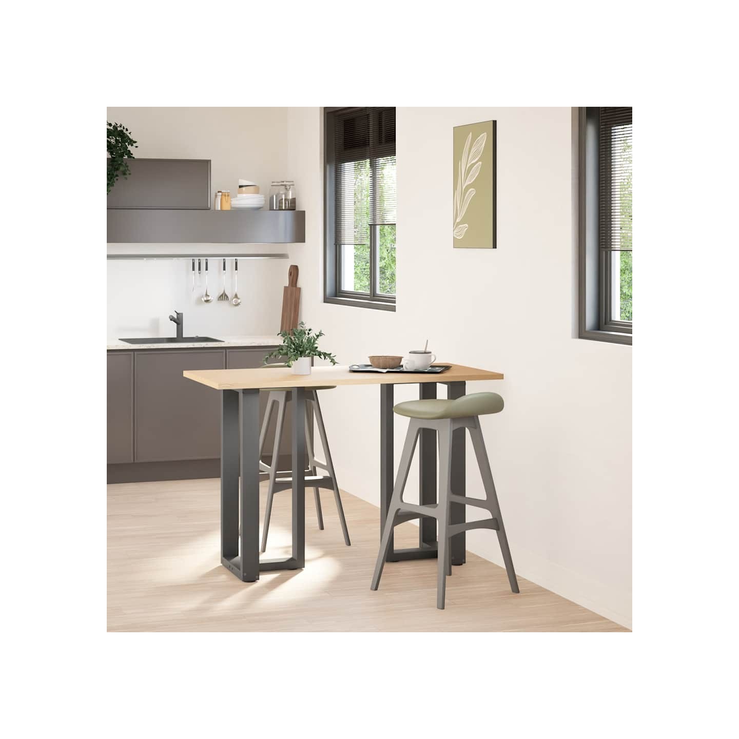 Pieds de table de bar en T 2 pièces anthracite 50x35x(90-91) cm
