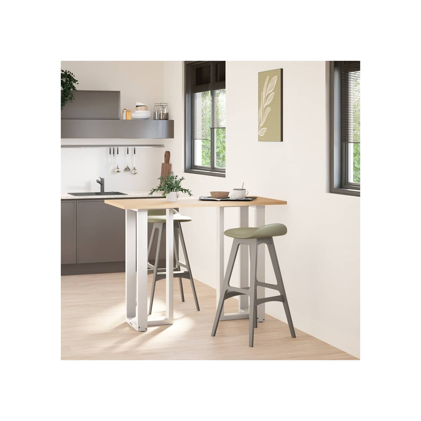 Pieds de table de bar en T 2 pièces blanc 50x35x(100-101) cm