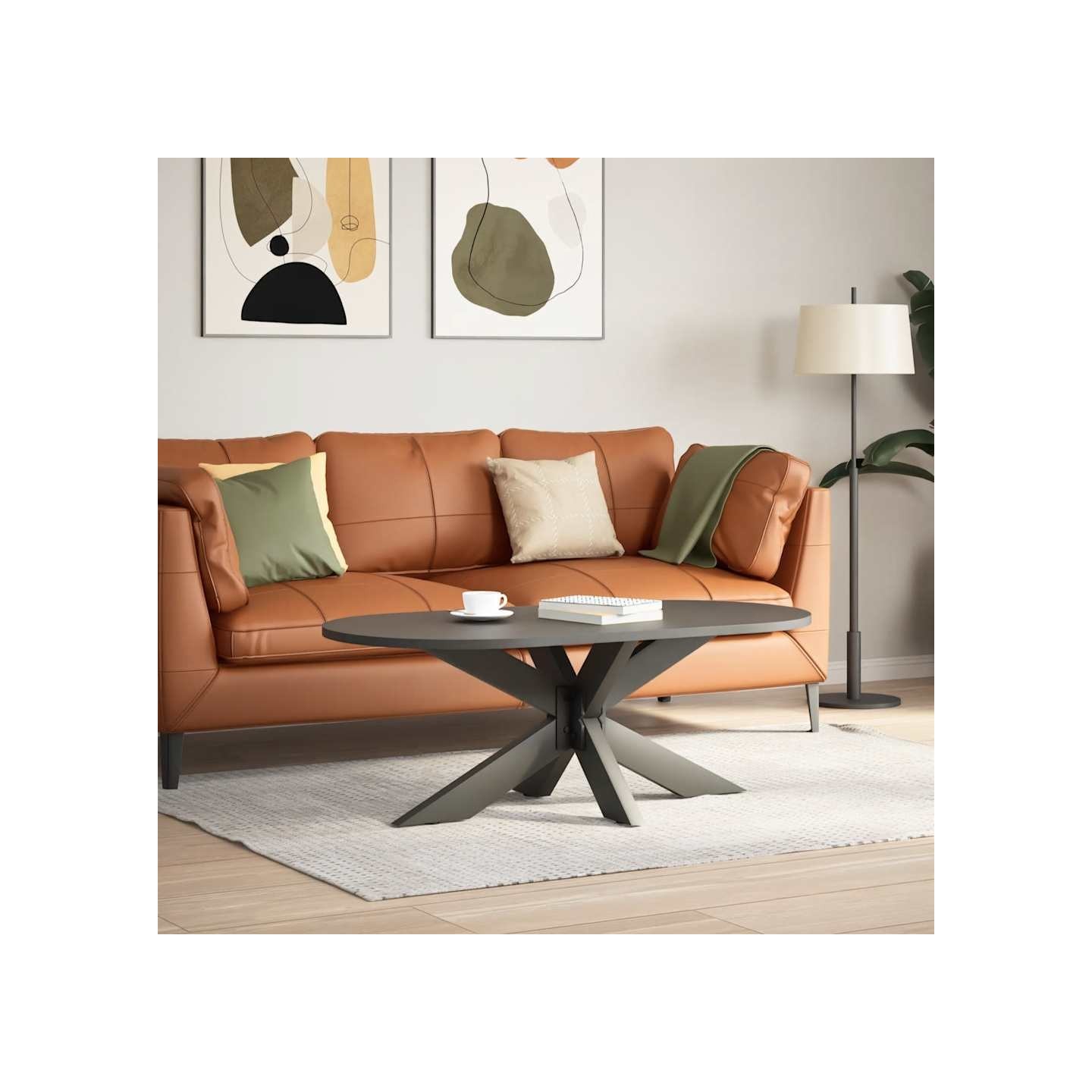 Pied de table basse en araignée anthracite 98x58x(42-43) cm