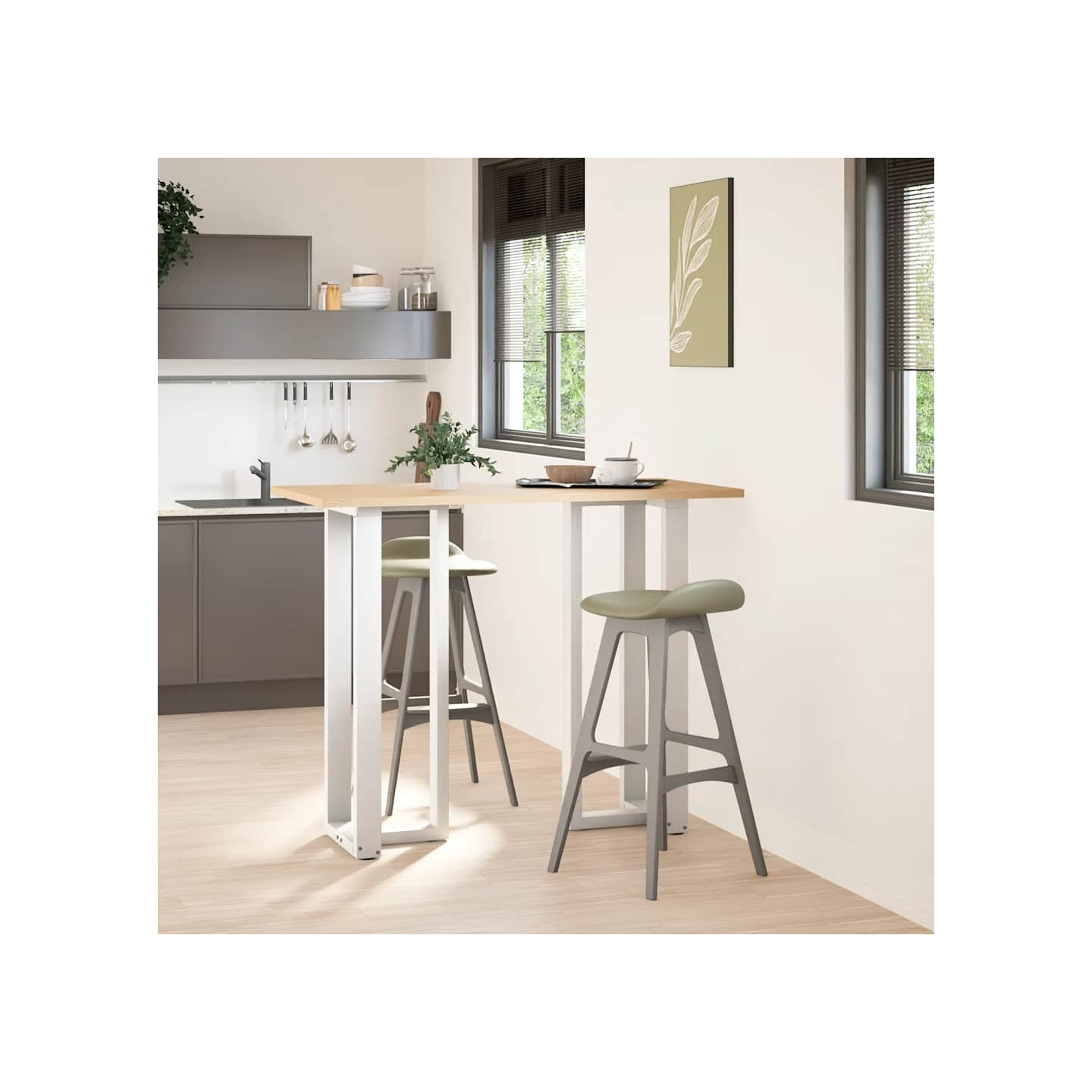 Pieds de table de bar en T 2 pièces blanc 50x35x(110-111) cm