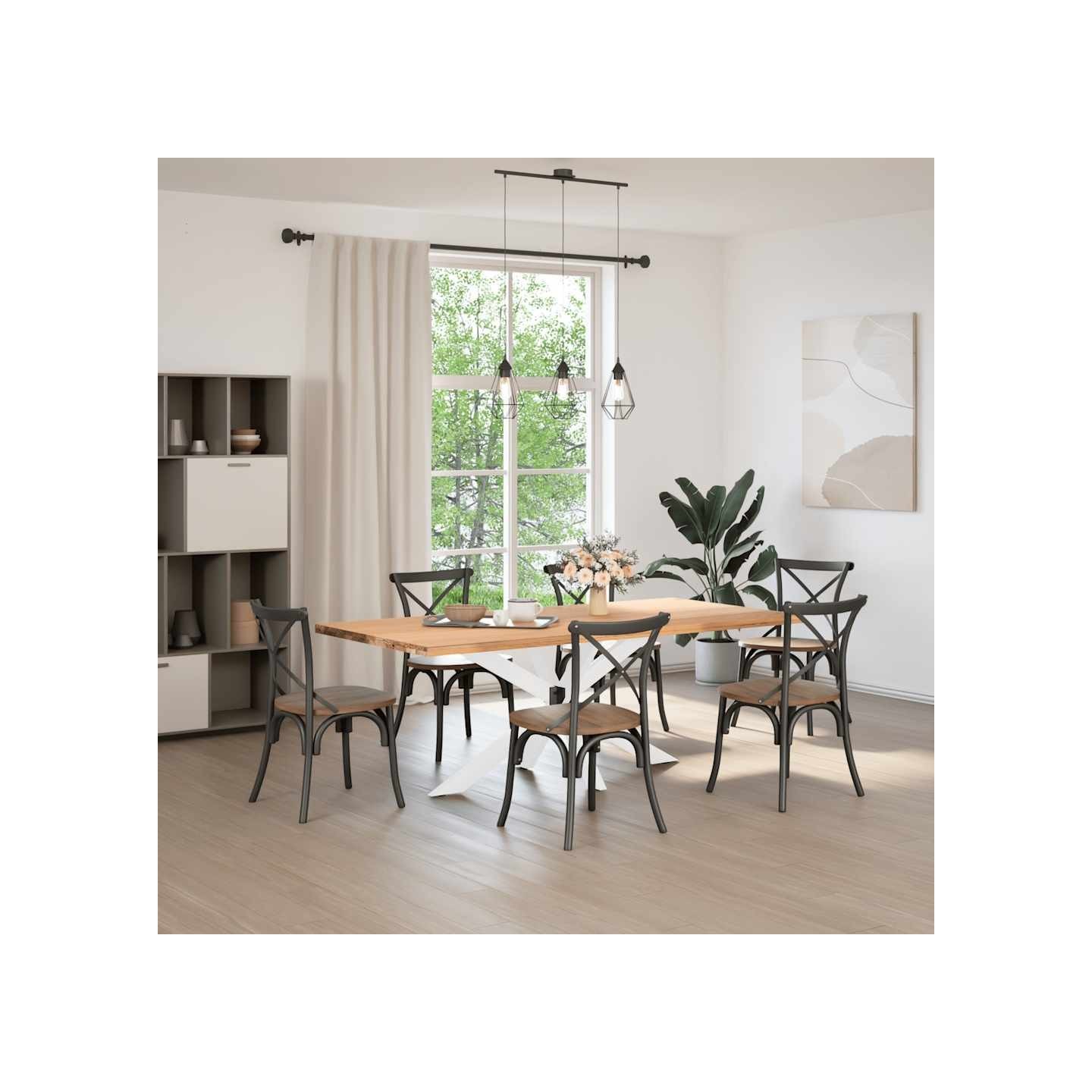 Pied de table à manger en araignée blanc 150x78x(72-73) cm