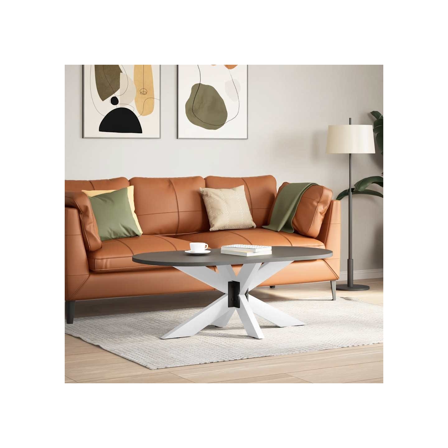 Pied de table basse en forme d'araignée blanc 98x58x(42-43) cm