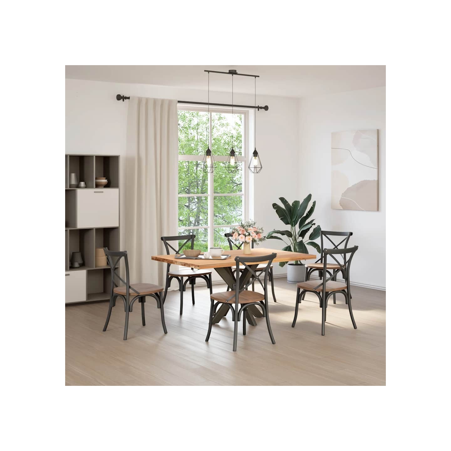 Pied de table à manger en forme d'araignée noir 85x85x(72-73)cm