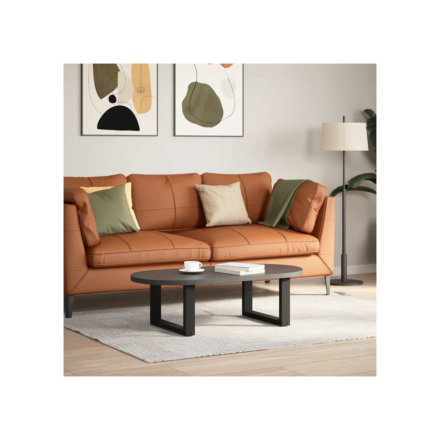 Pieds de table basse en U, 2 pièces, noir, 50 x (30-31) cm, acier