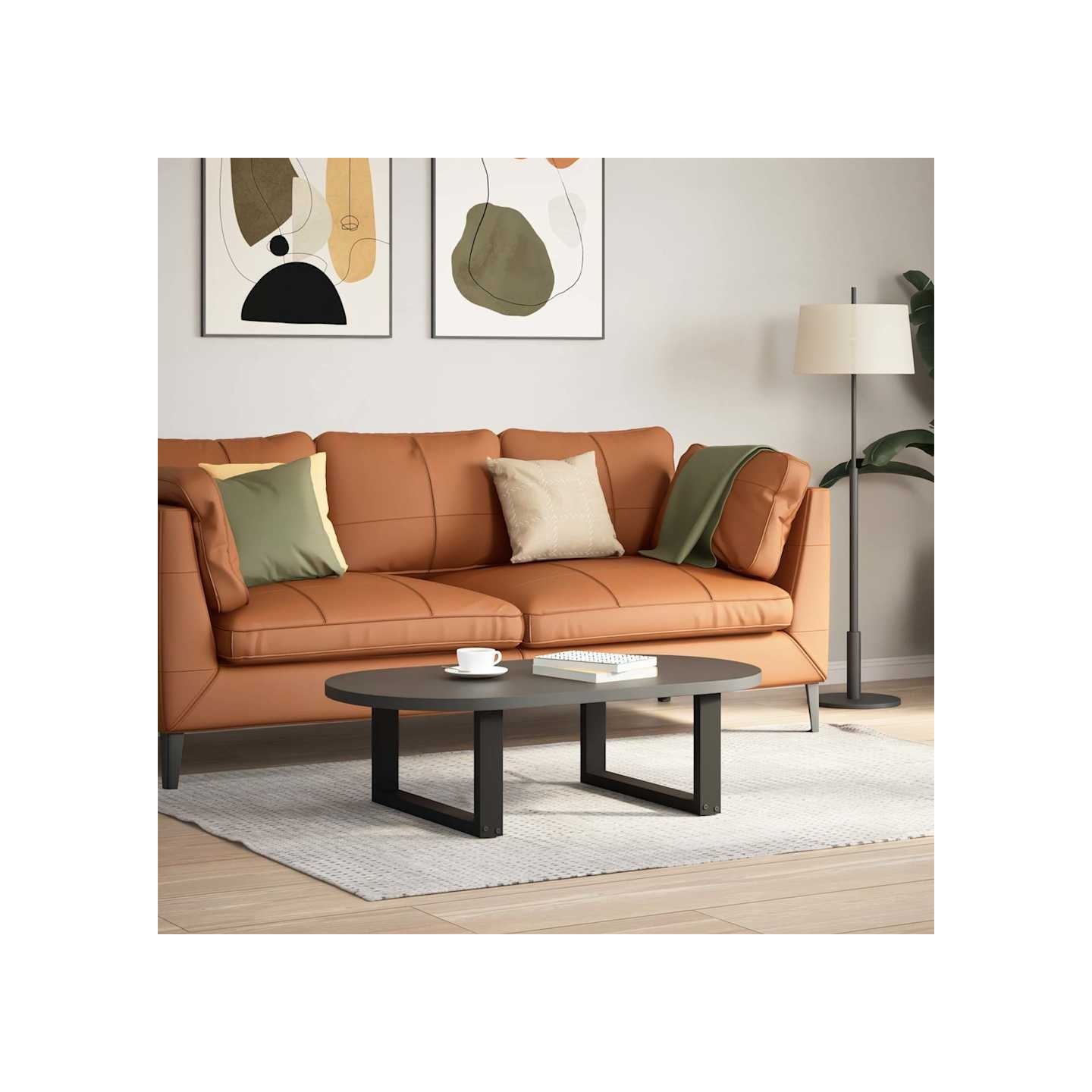 Pieds de table basse en U, 2 pièces, noir, 70 x (30-31) cm, acier