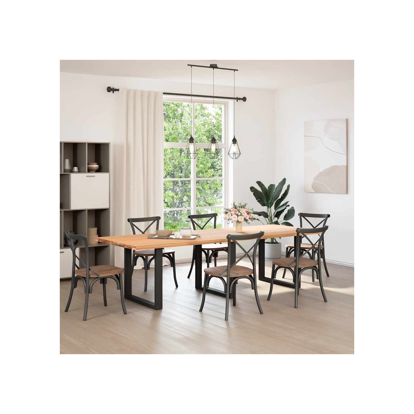 Pieds de table à manger en U, 3 pièces, noir, 80 x (72-73) cm, acier