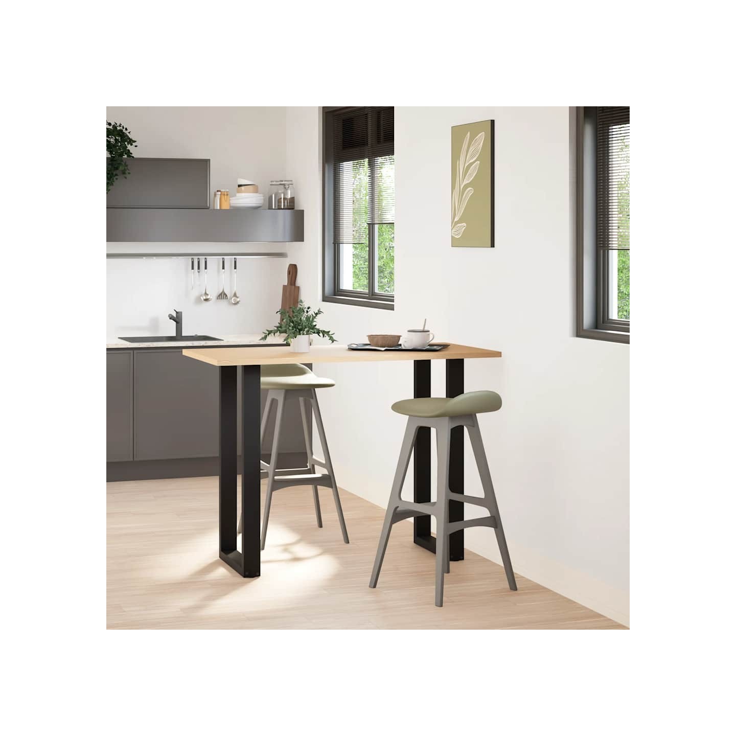 Pieds de table de bar en U, 2 pièces, noir, 50 x (100-101) cm, acier