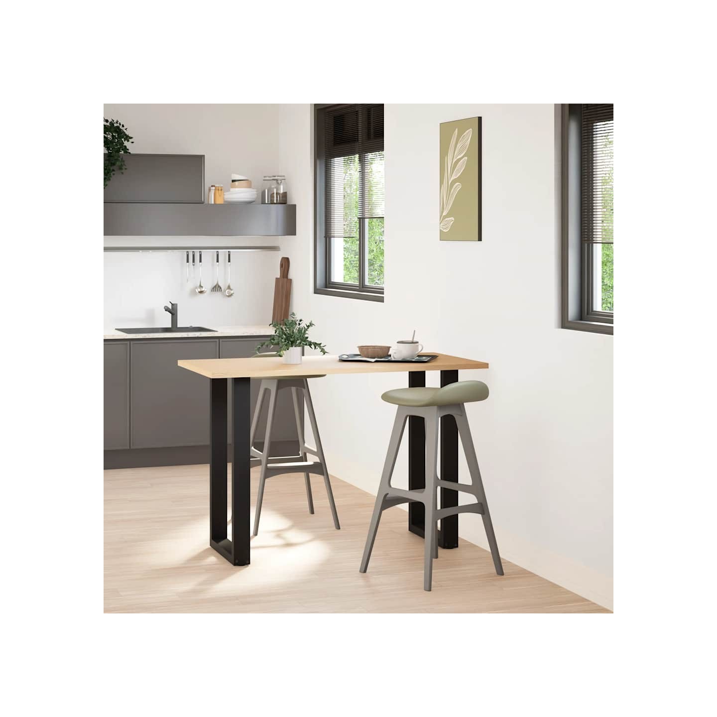 Pieds de table de bar en U, 2 pièces, noir, 50 x 90-91 cm, acier