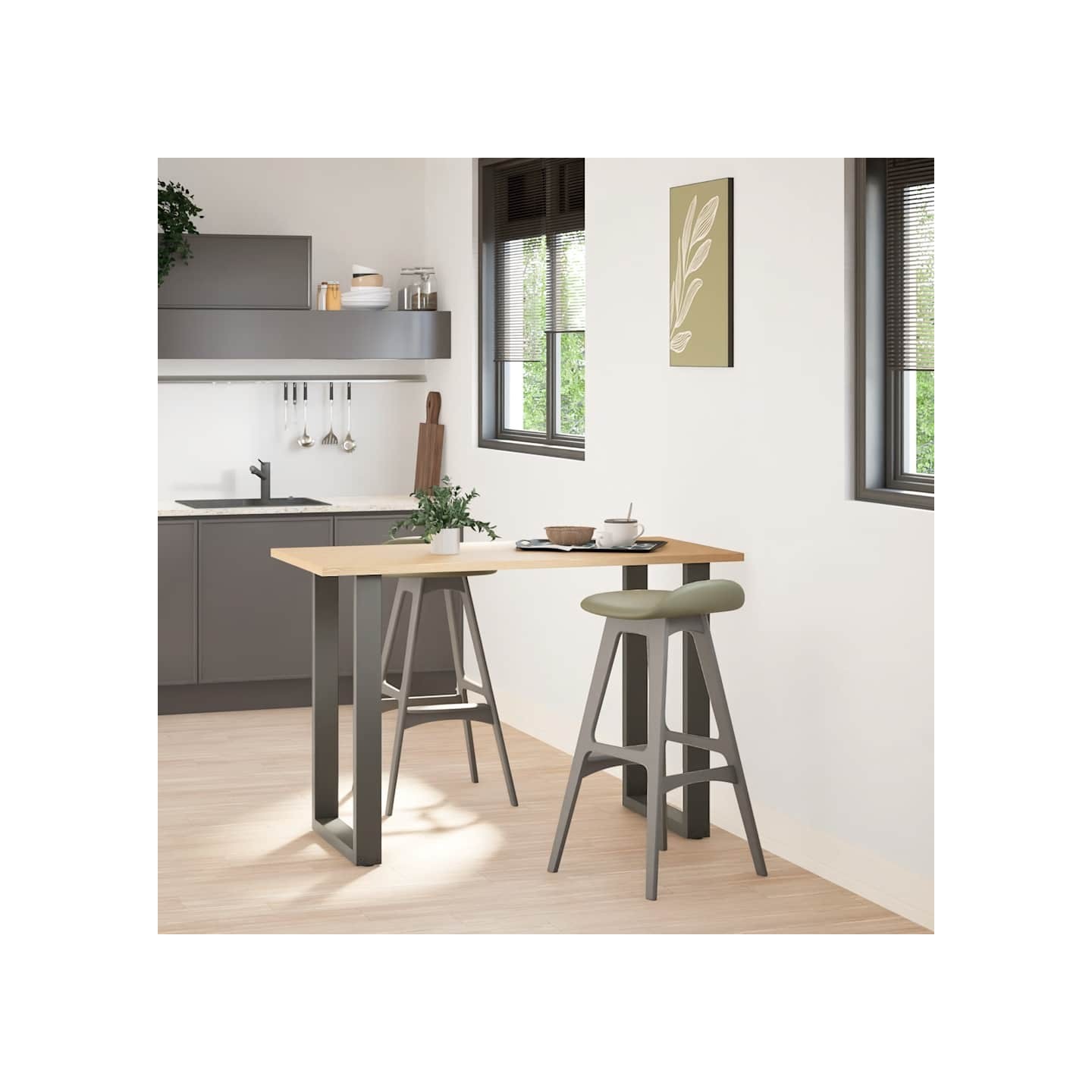 Pieds de table de bar en U 2 pièces Anthracite 60 x (90-91) cm Acier