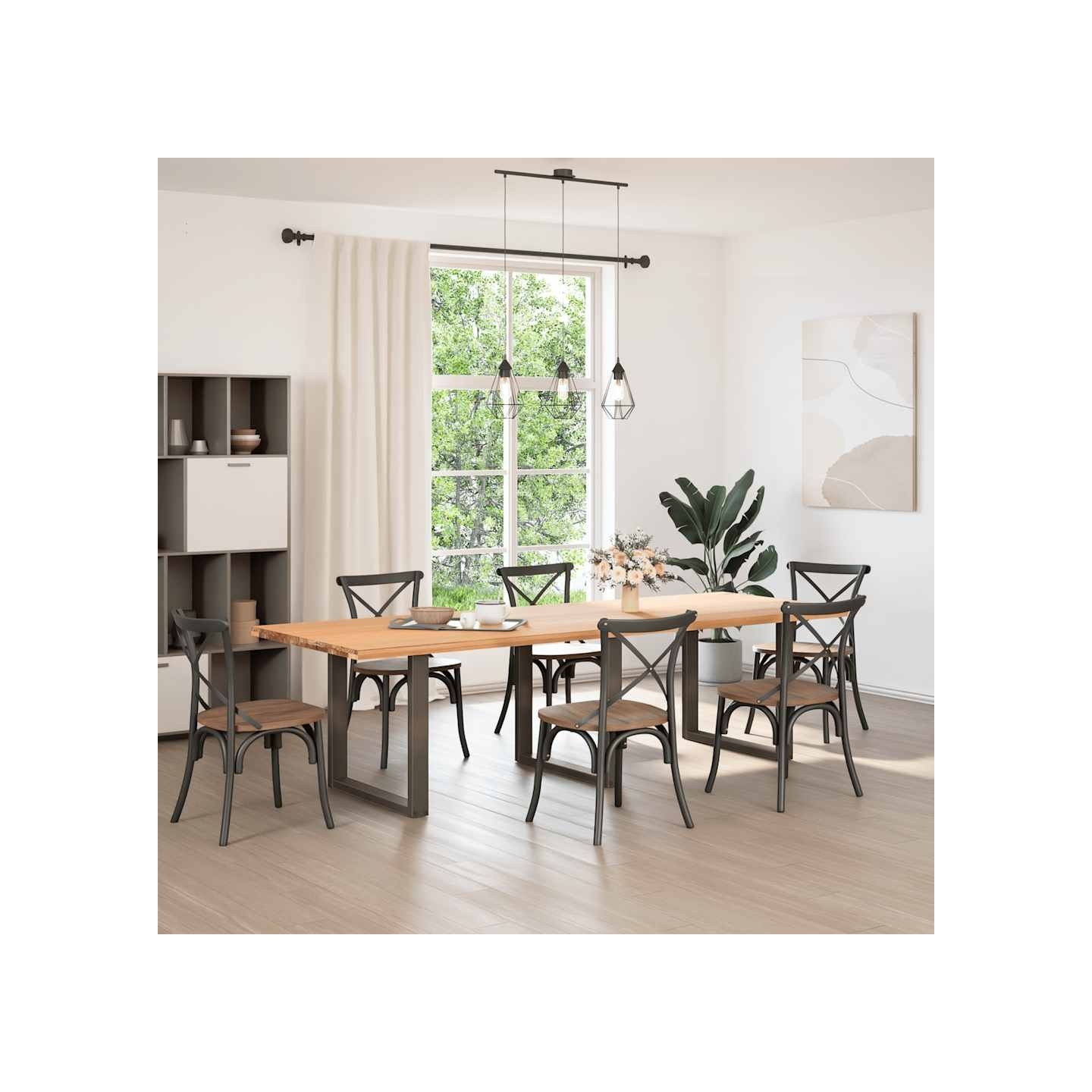 Pieds de table à manger en U 3 pièces naturel 90x(72-73) cm
