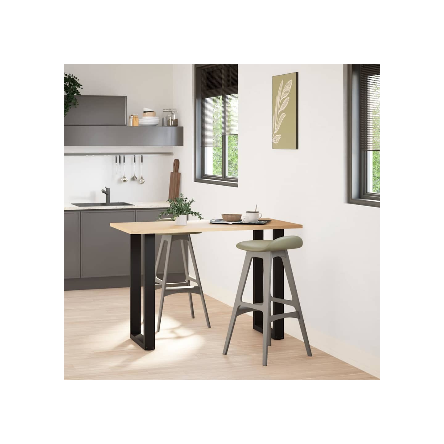Pieds de table de bar en U, 2 pièces, noir, 40 x 90-91 cm, acier