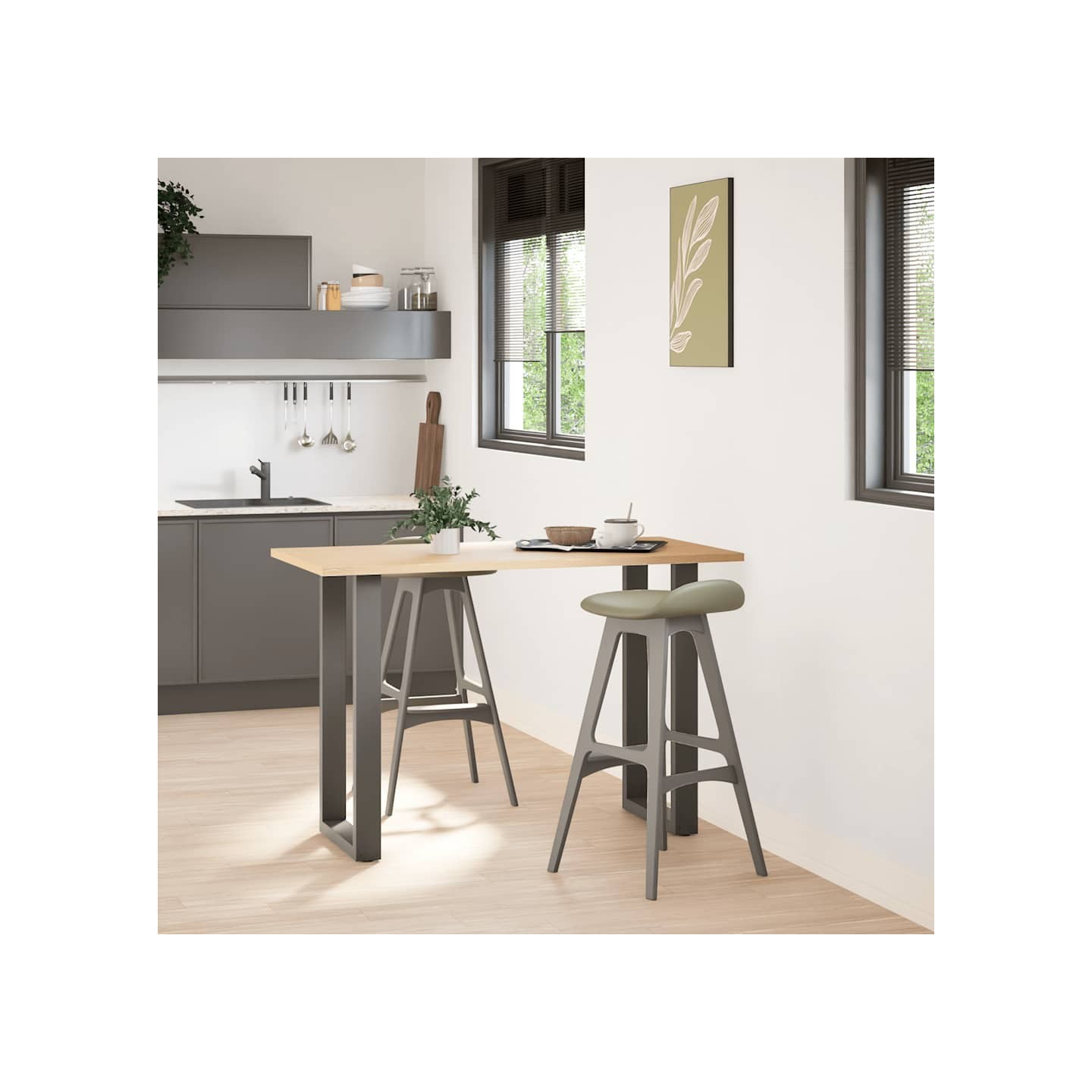 Pieds de table de bar en U 2 pièces Anthracite 50 x (90-91) cm Acier