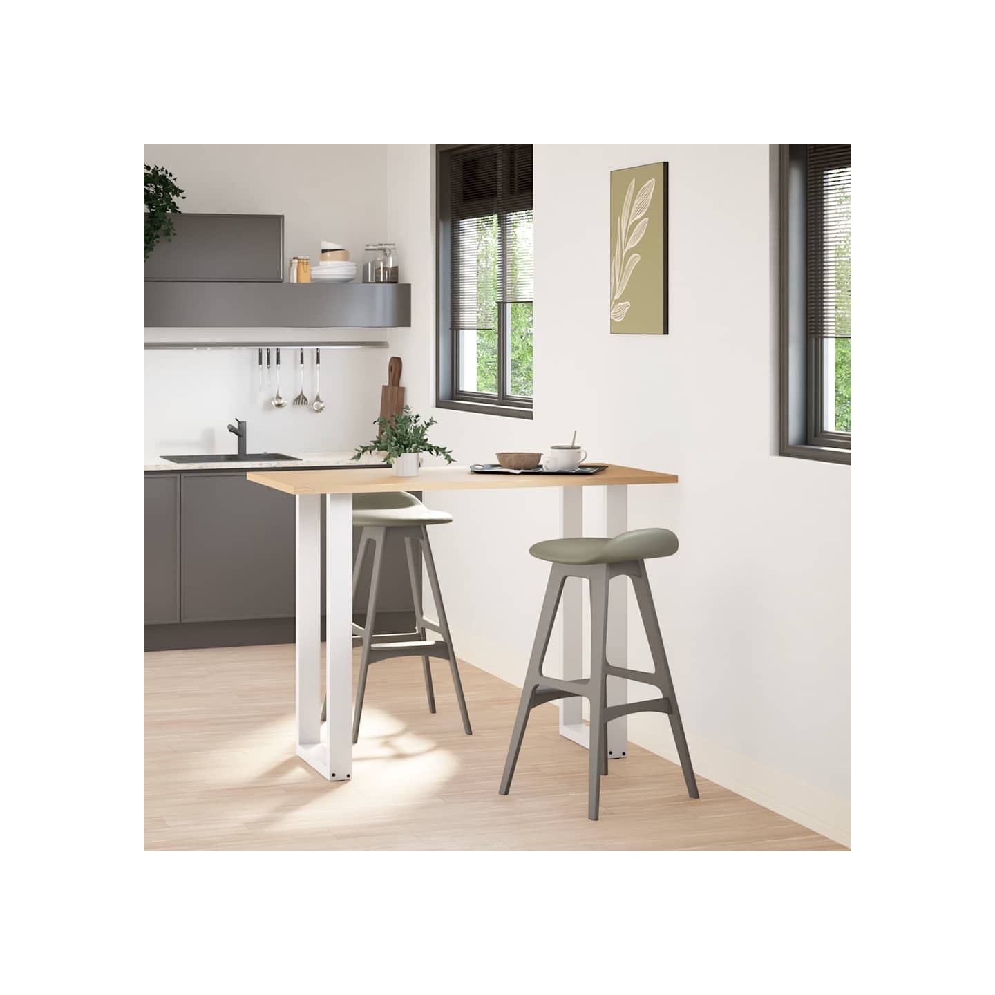 Pieds de table de bar en U 2 pièces blanc 40x(100-101) cm acier