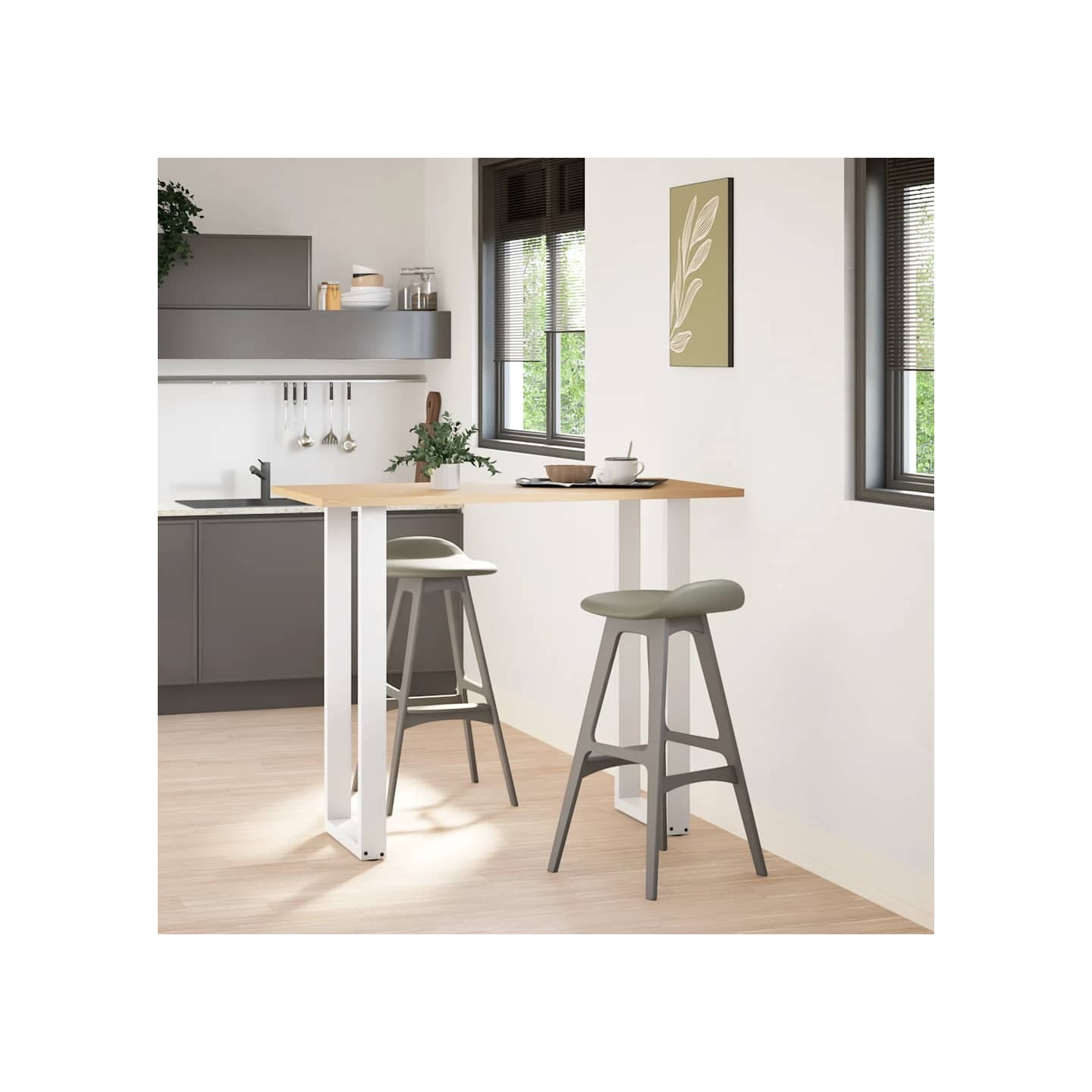 Pieds de table de bar en U 2 pièces blanc 50x(110-111) cm acier