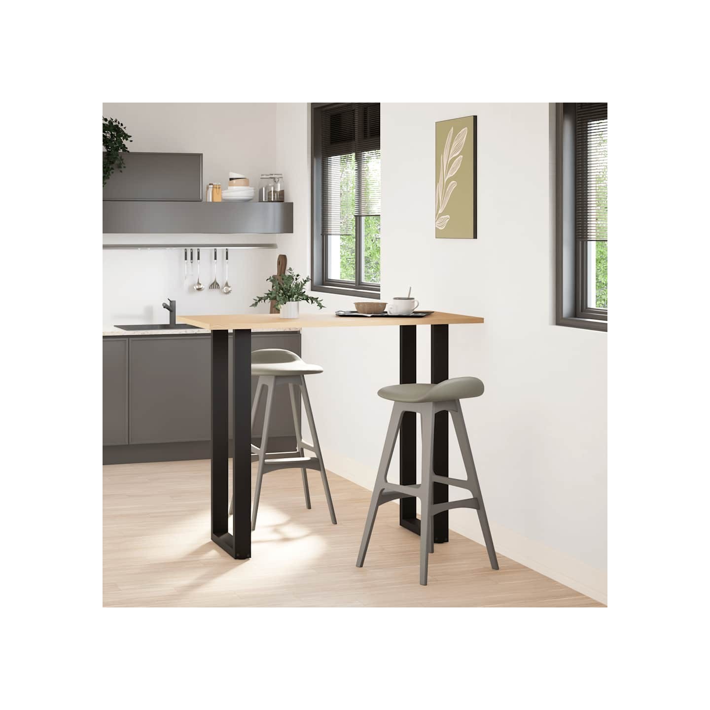 Pieds de table de bar en U, 2 pièces, noir, 40 x (110-111) cm, acier
