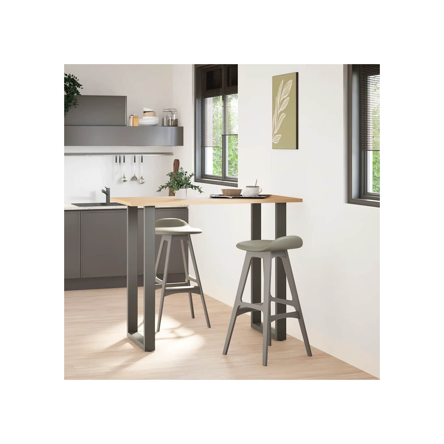 Pieds de table de bar en U 2 pièces anthracite 60x(110-111) cm