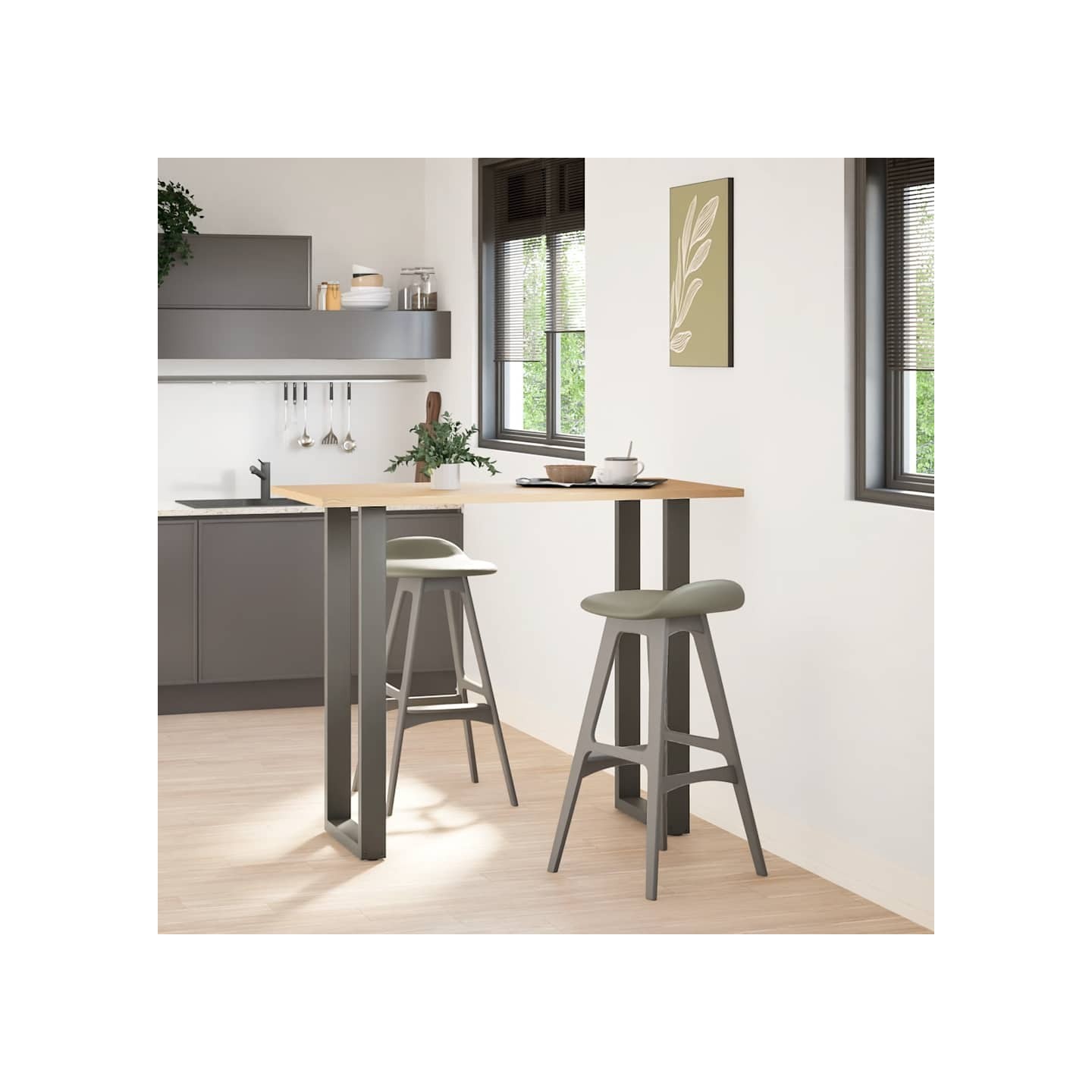 Pieds de table de bar en U 2 pièces anthracite 50x(110-111) cm